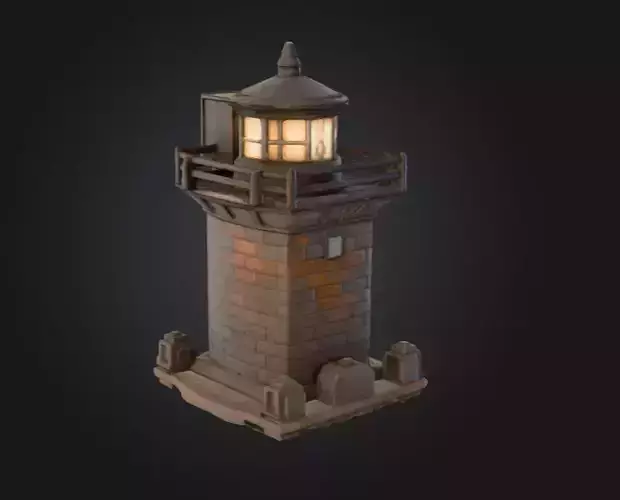 Pixel Lighthouse Low-poly 3D model 5