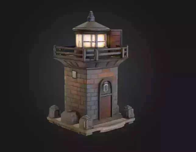 Pixel Lighthouse Low-poly 3D model 3