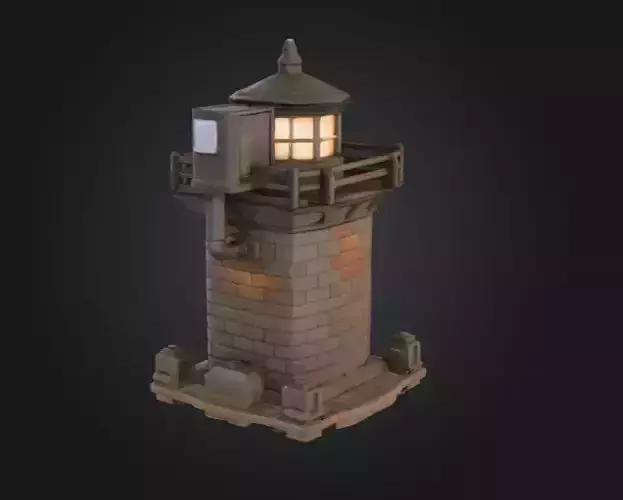 Pixel Lighthouse Low-poly 3D model 7
