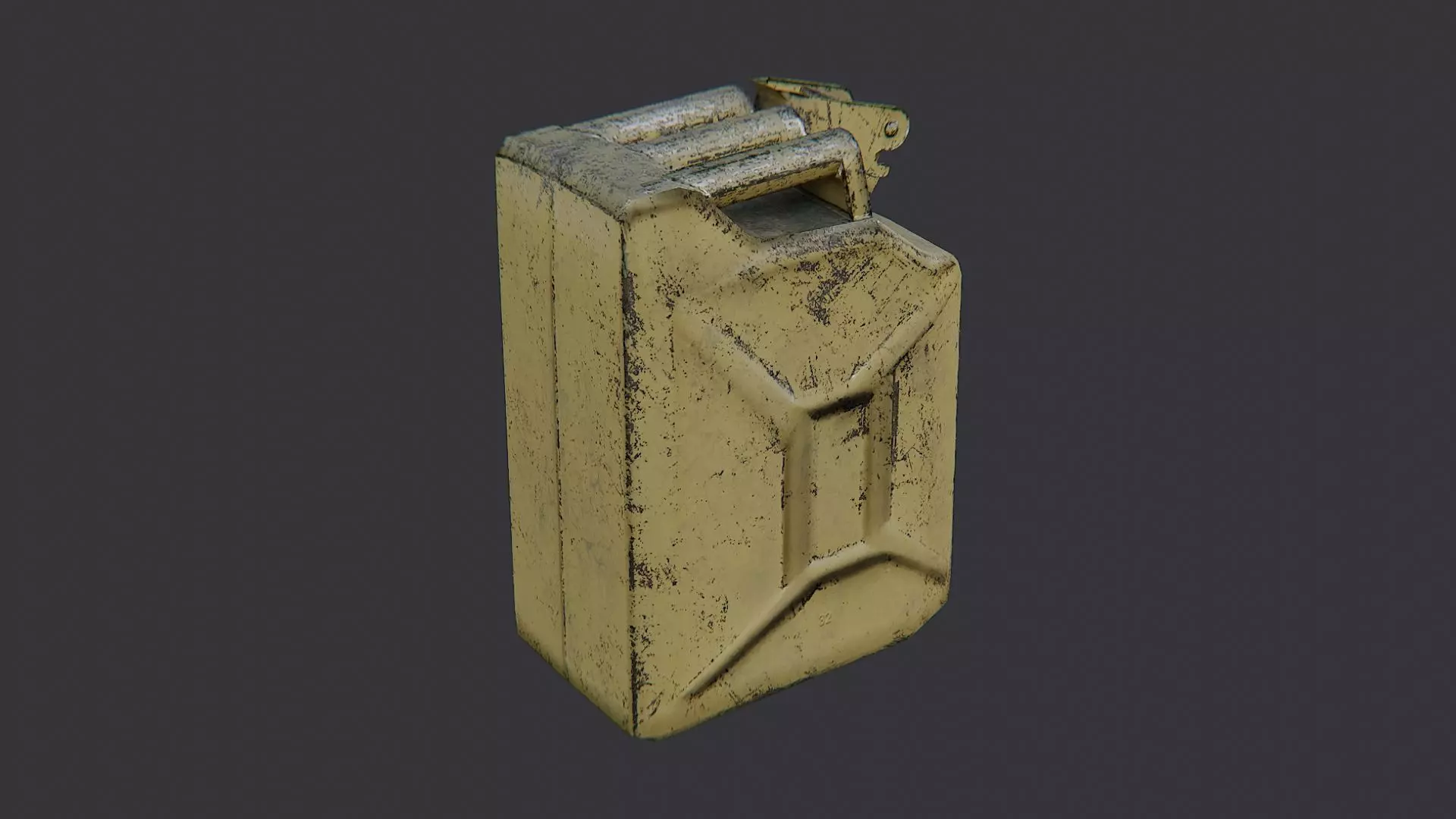 Jerry Can Gas Container Dirty Yellow Low-poly 3D model_0