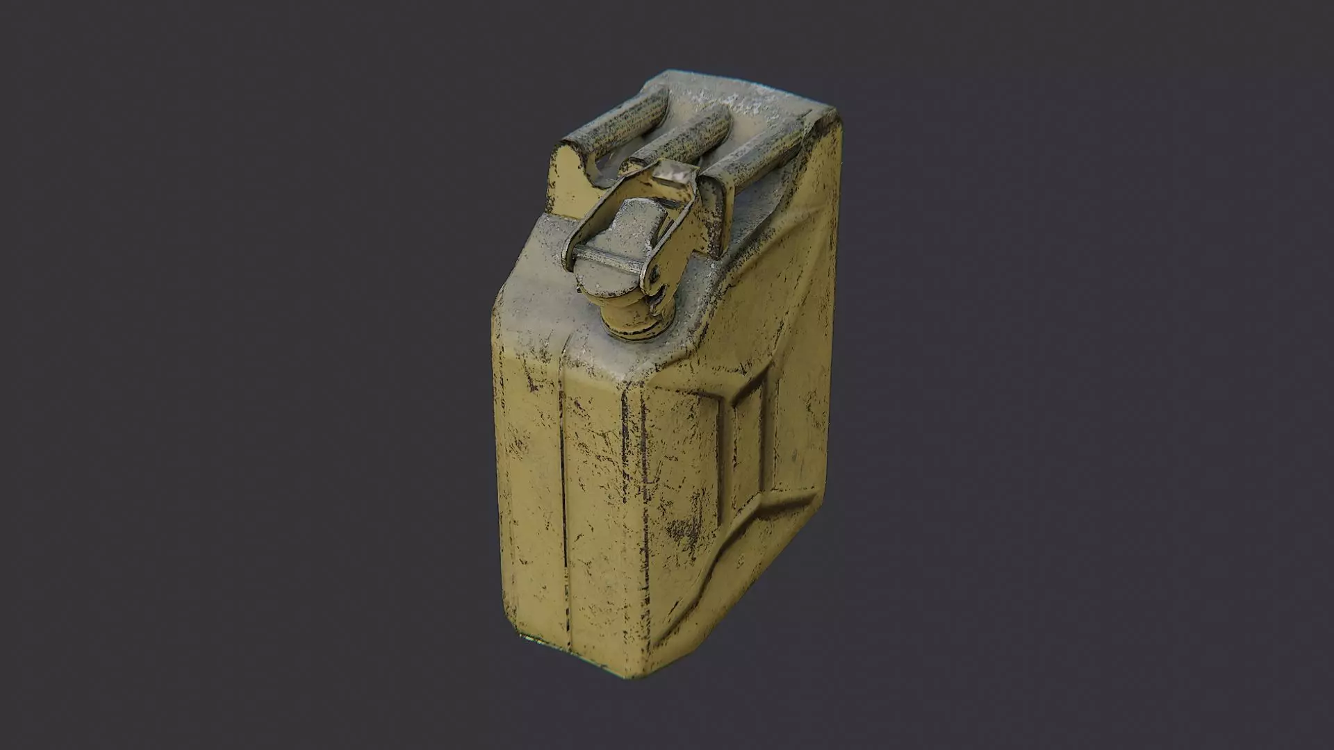 Jerry Can Gas Container Dirty Yellow Low-poly 3D model_3
