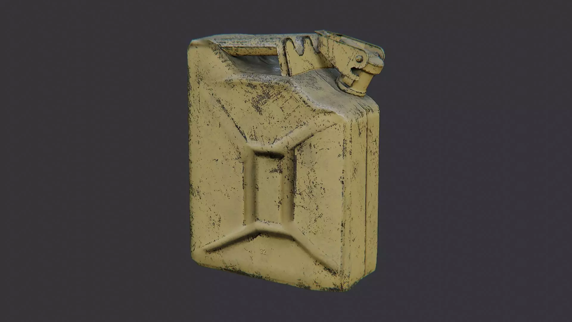 Jerry Can Gas Container Dirty Yellow Low-poly 3D model_2