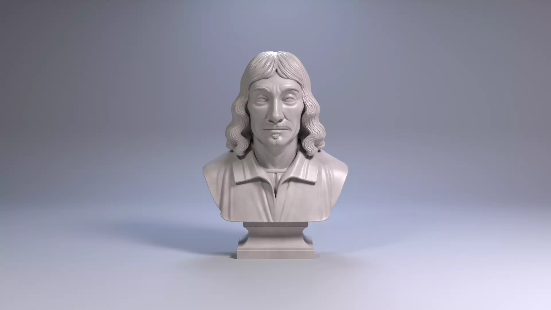 Rene Descartes Bust Sculpture 3D Printable File 3D print model_2