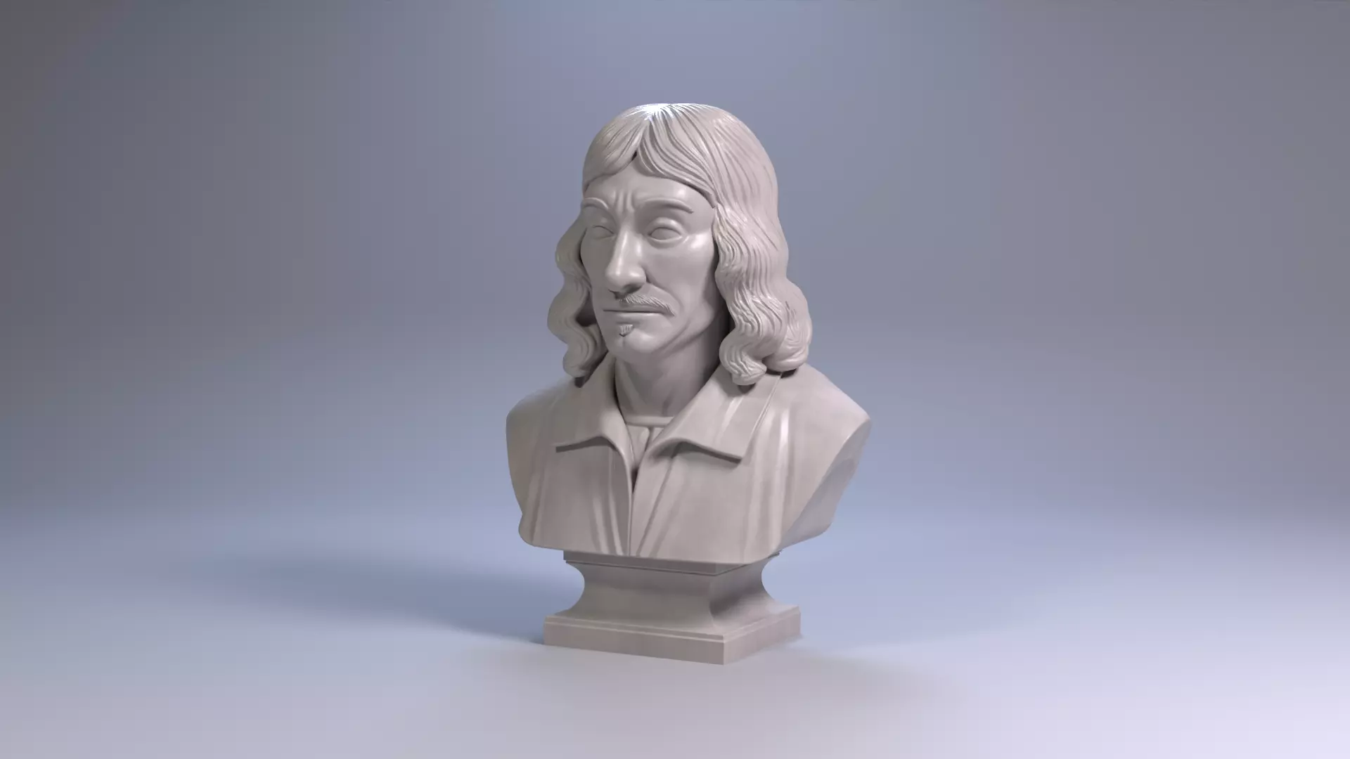 Rene Descartes Bust Sculpture 3D Printable File 3D print model_14