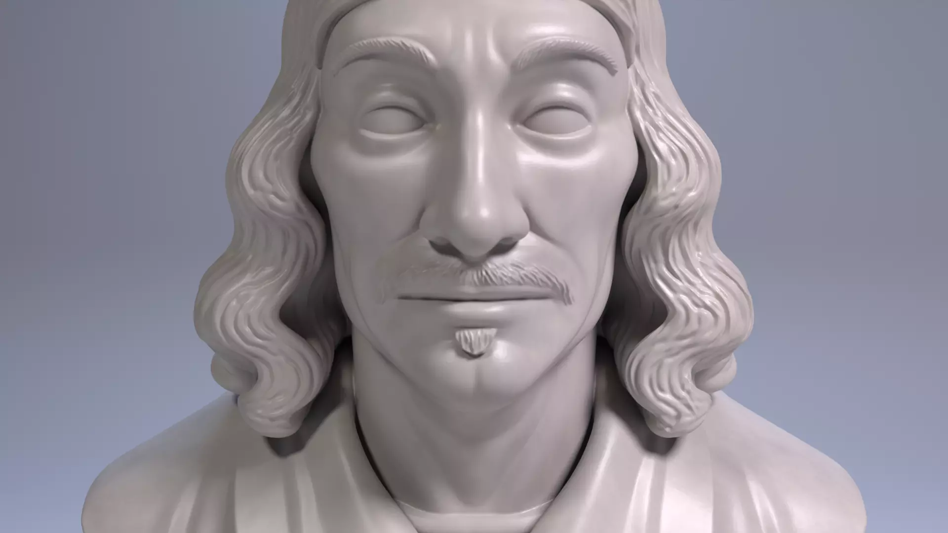 Rene Descartes Bust Sculpture 3D Printable File 3D print model_9