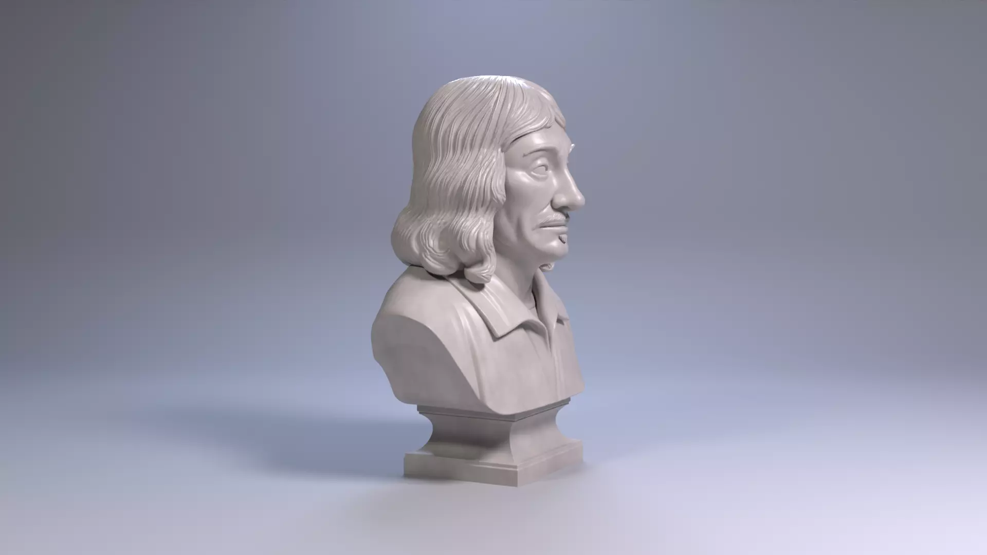 Rene Descartes Bust Sculpture 3D Printable File 3D print model_21