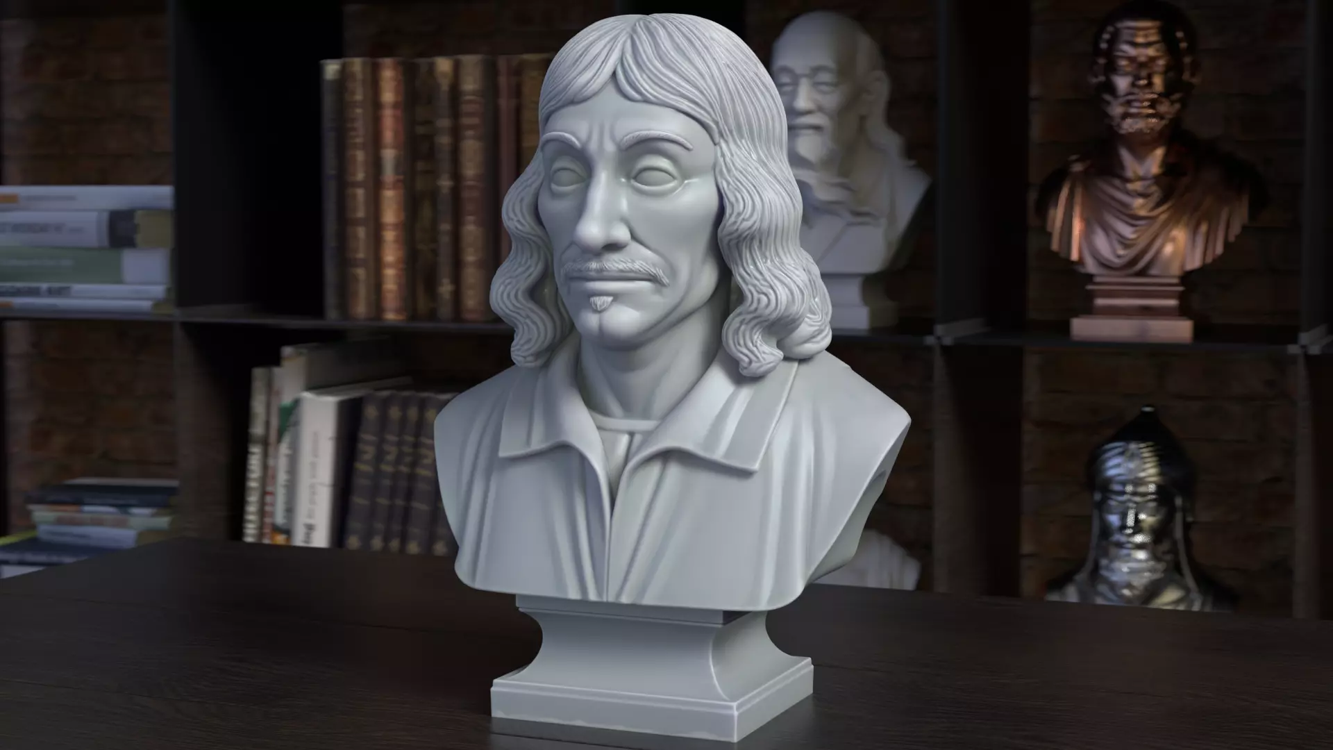 Rene Descartes Bust Sculpture 3D Printable File 3D print model