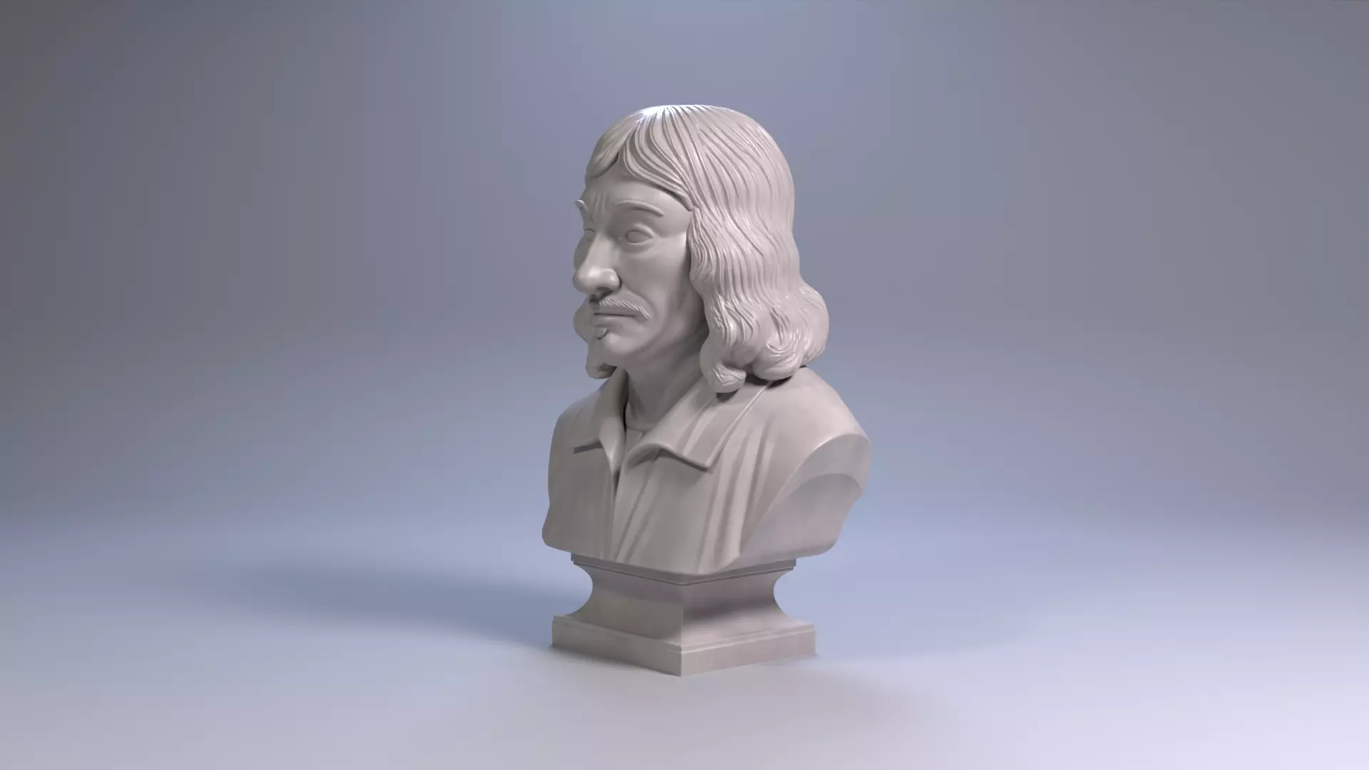 Rene Descartes Bust Sculpture 3D Printable File 3D print model_4
