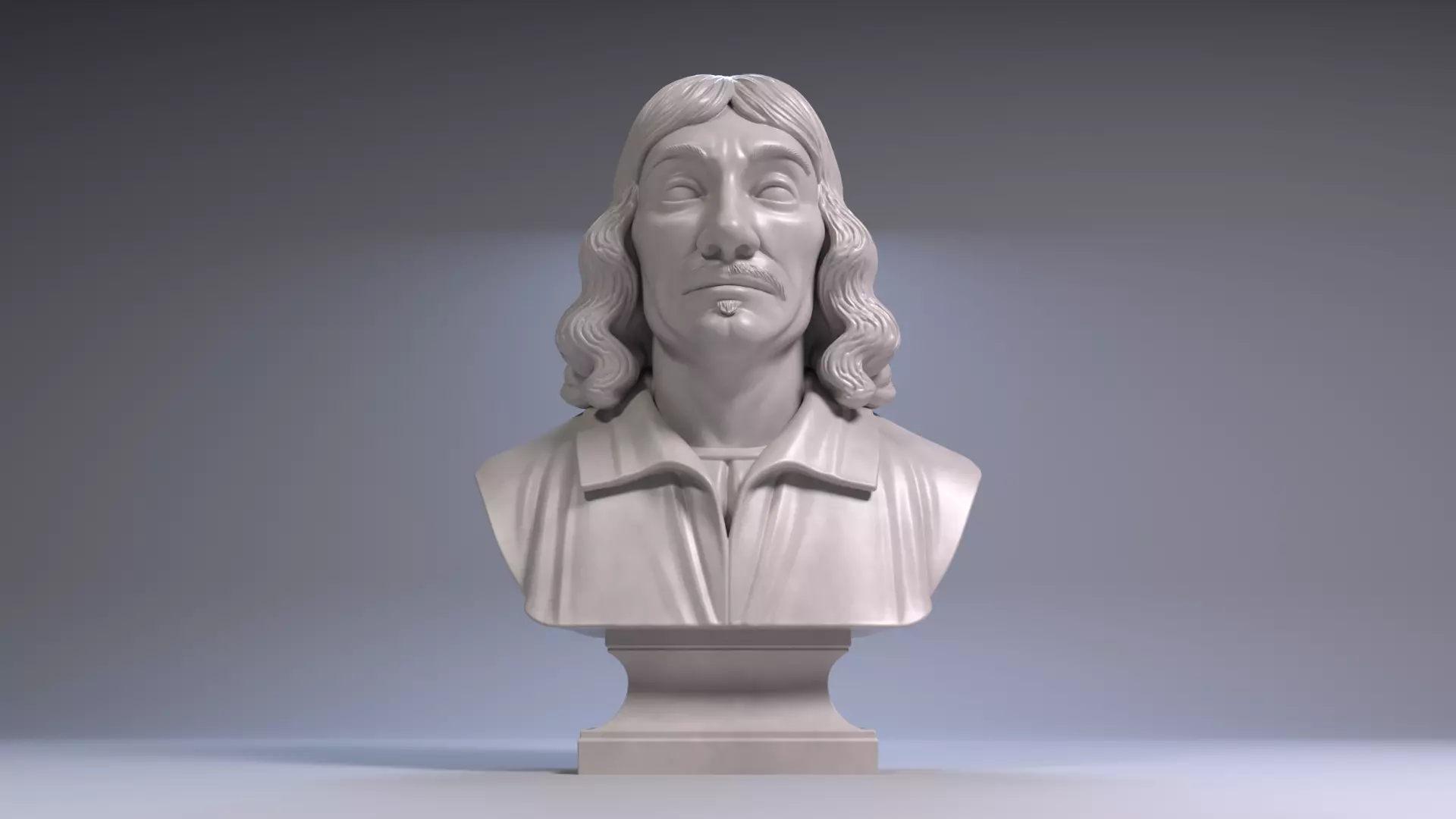 Rene Descartes Bust Sculpture 3D Printable File 3D print model_7