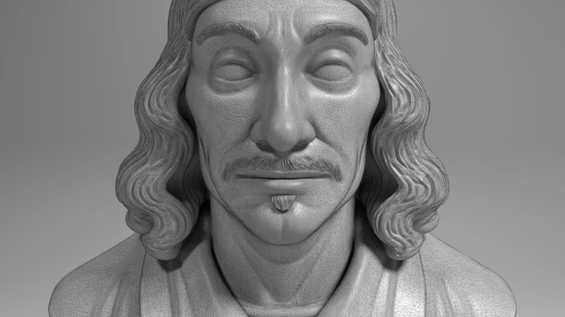 Rene Descartes Bust Sculpture 3D Printable File 3D print model_10
