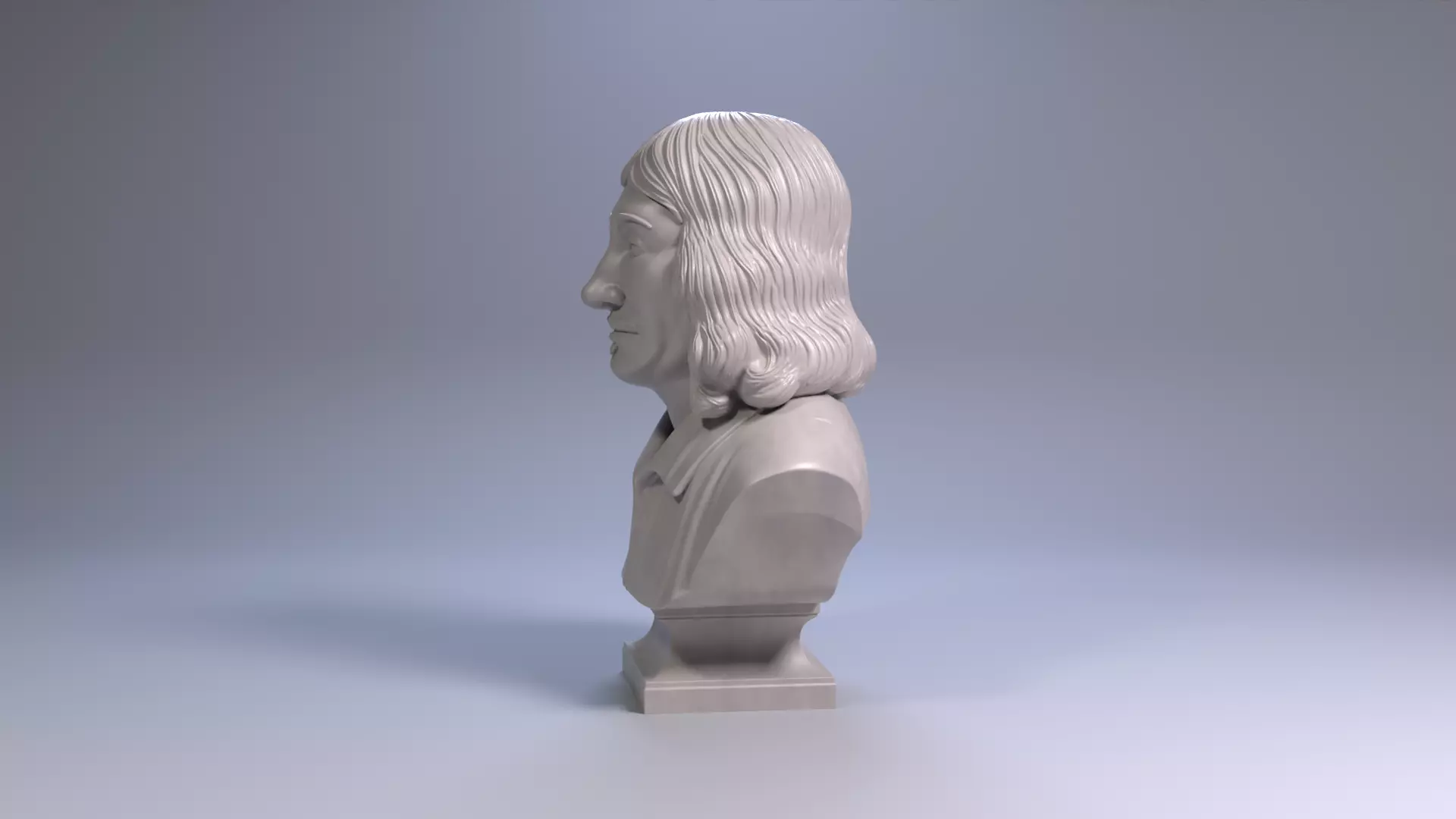 Rene Descartes Bust Sculpture 3D Printable File 3D print model_16