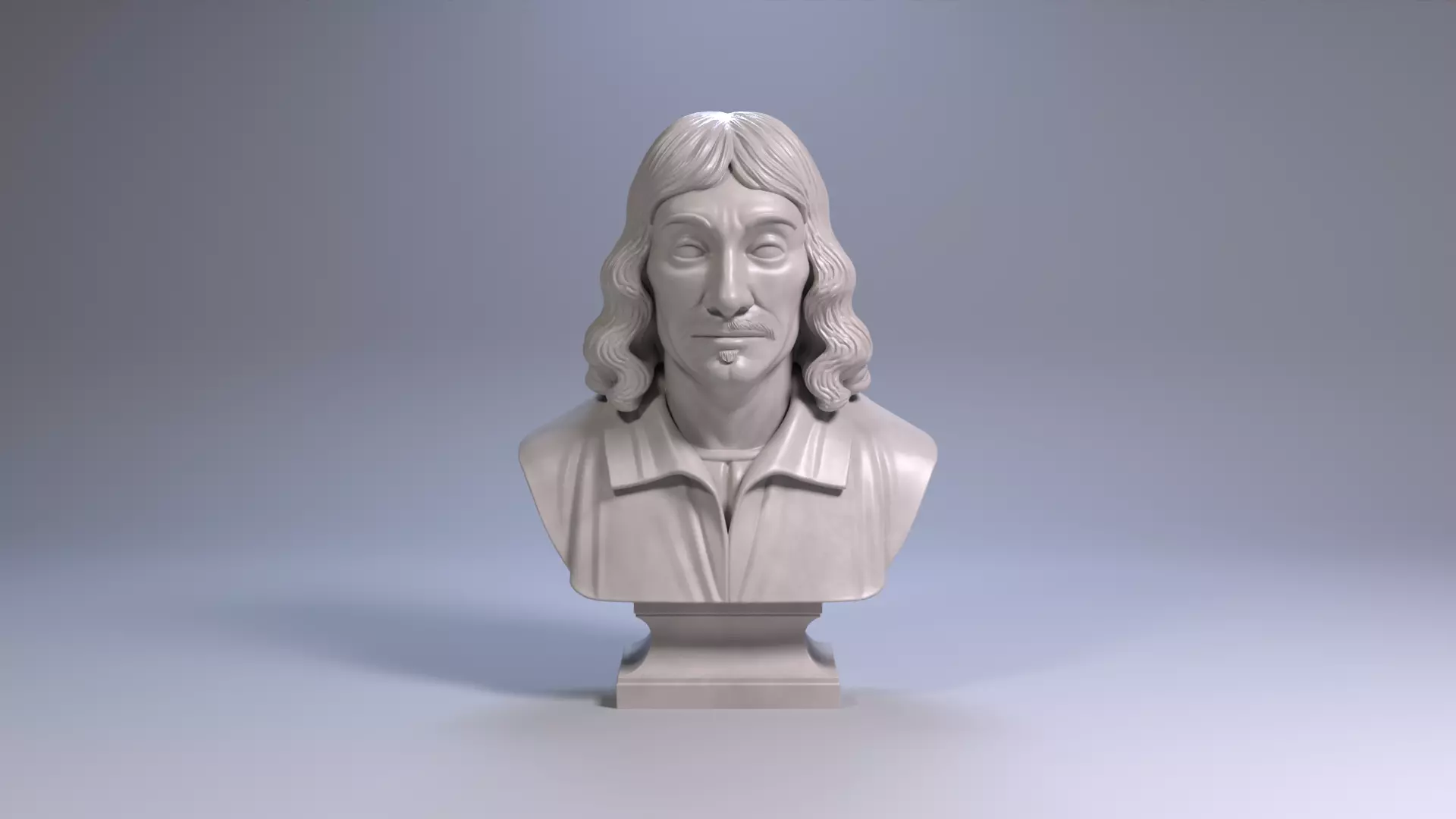 Rene Descartes Bust Sculpture 3D Printable File 3D print model_24