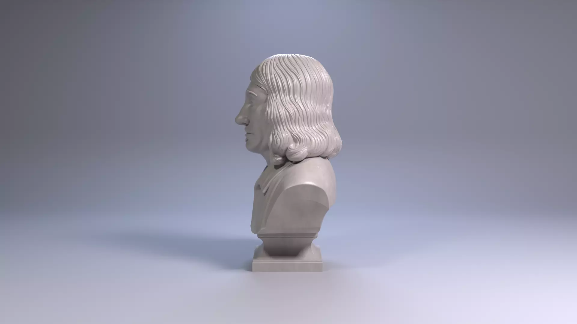Rene Descartes Bust Sculpture 3D Printable File 3D print model_3