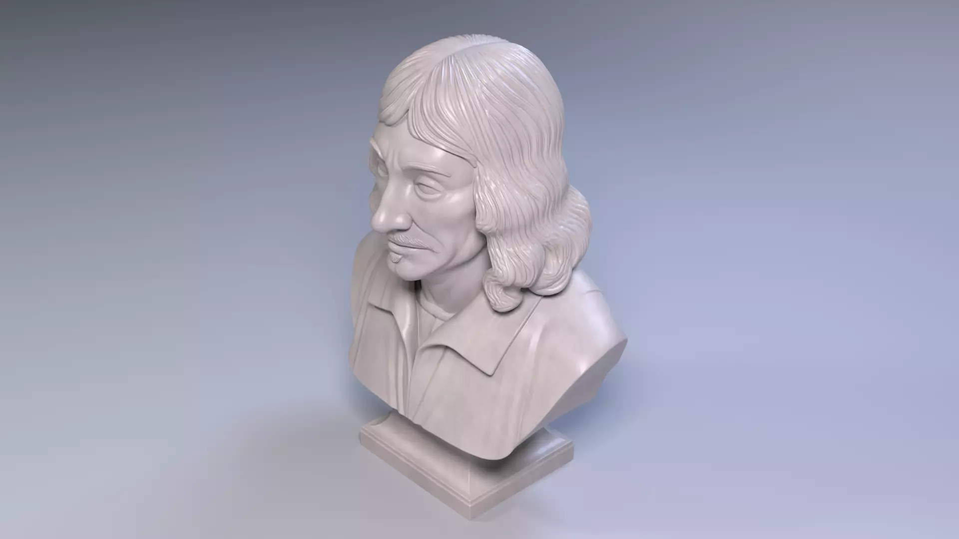 Rene Descartes Bust Sculpture 3D Printable File 3D print model_6