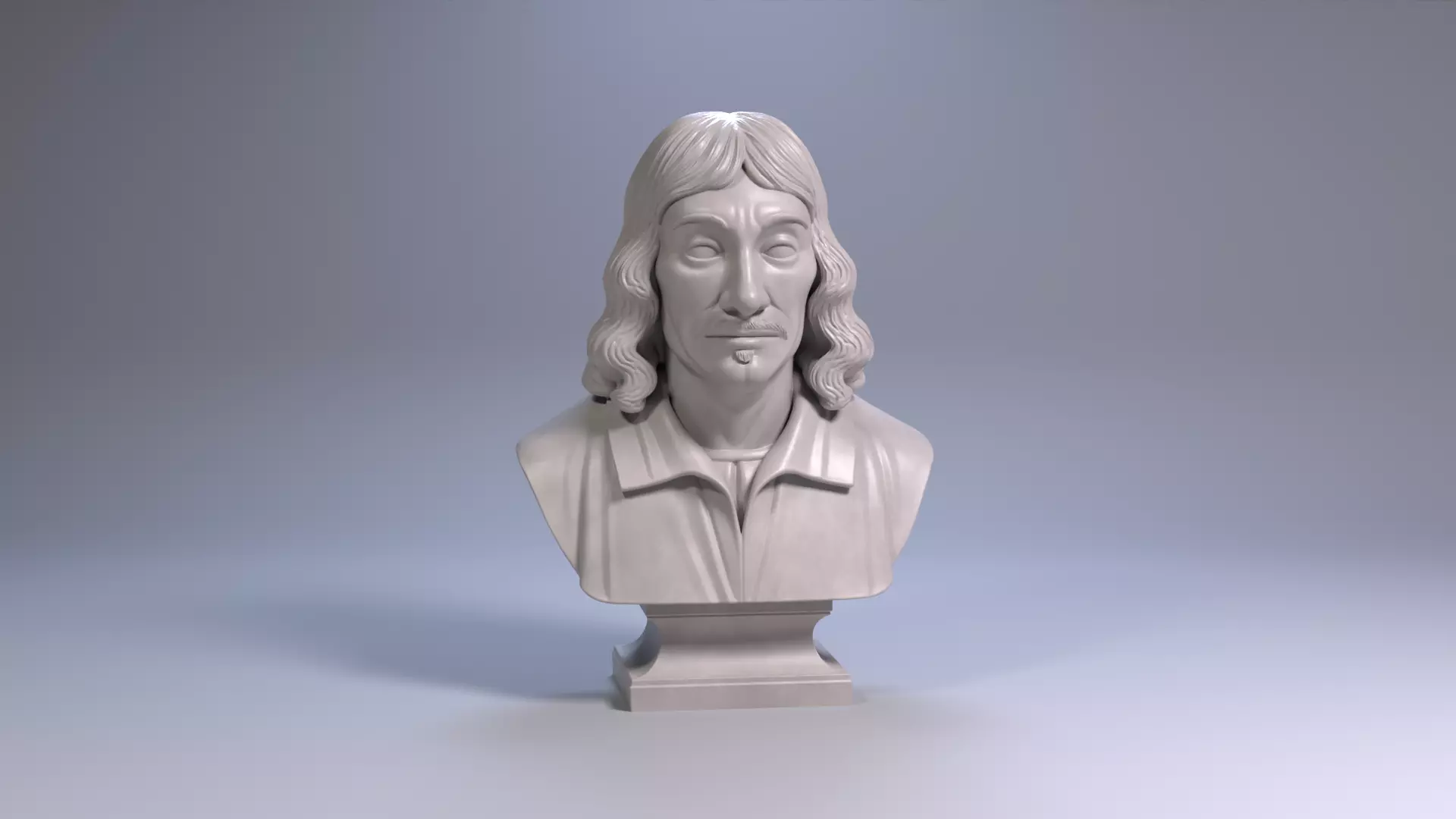 Rene Descartes Bust Sculpture 3D Printable File 3D print model_23
