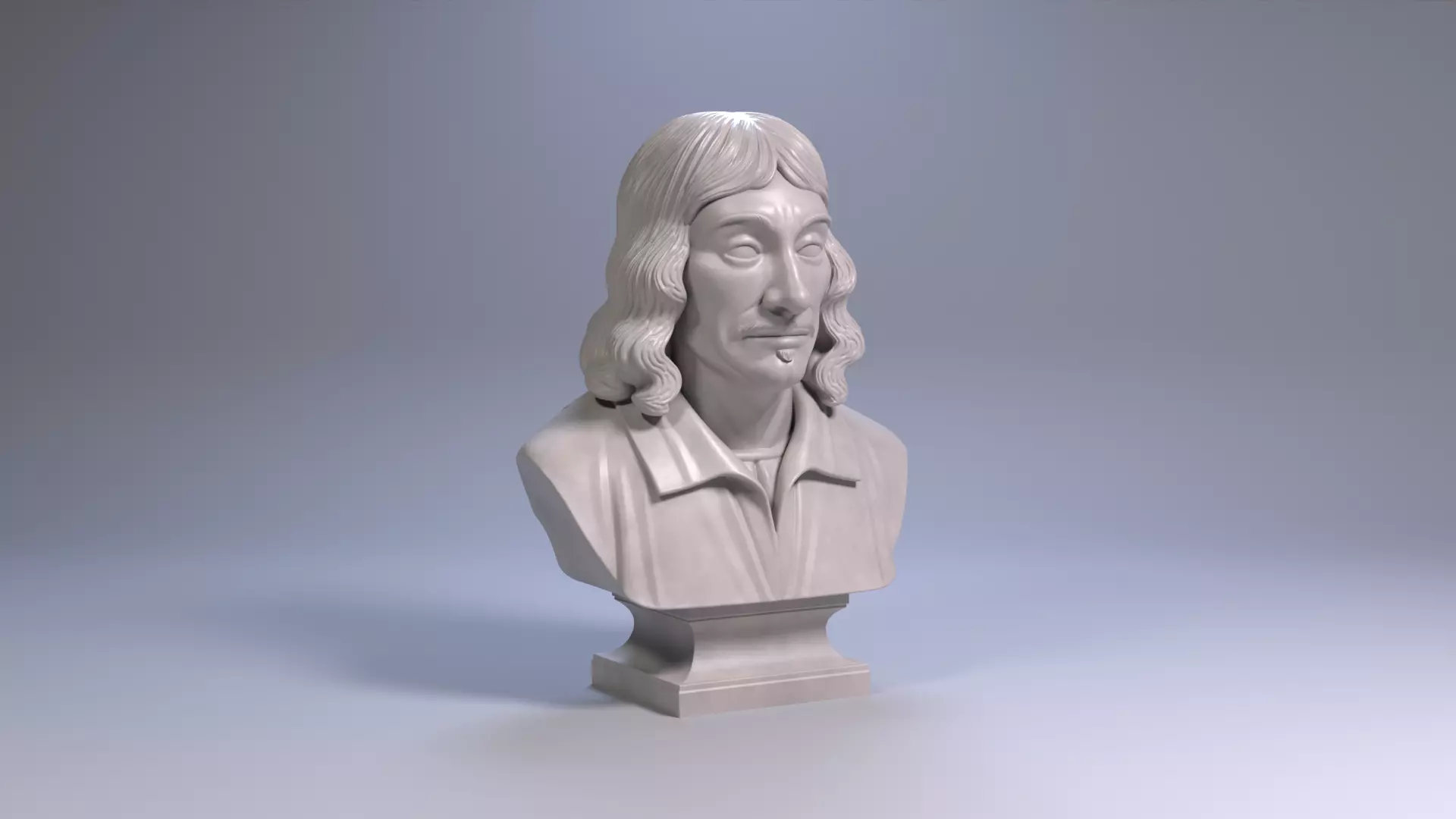 Rene Descartes Bust Sculpture 3D Printable File 3D print model_22