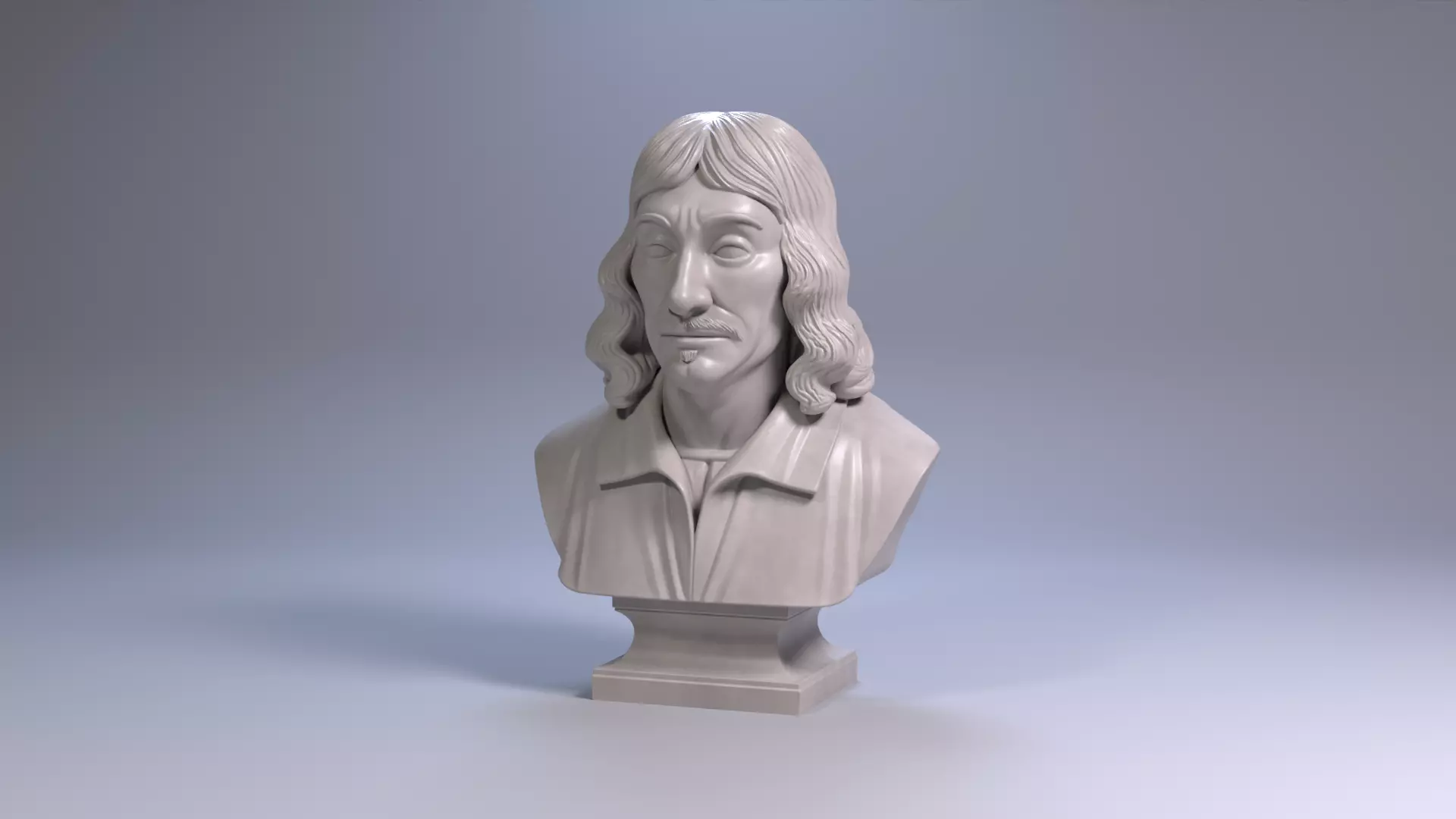 Rene Descartes Bust Sculpture 3D Printable File 3D print model_13