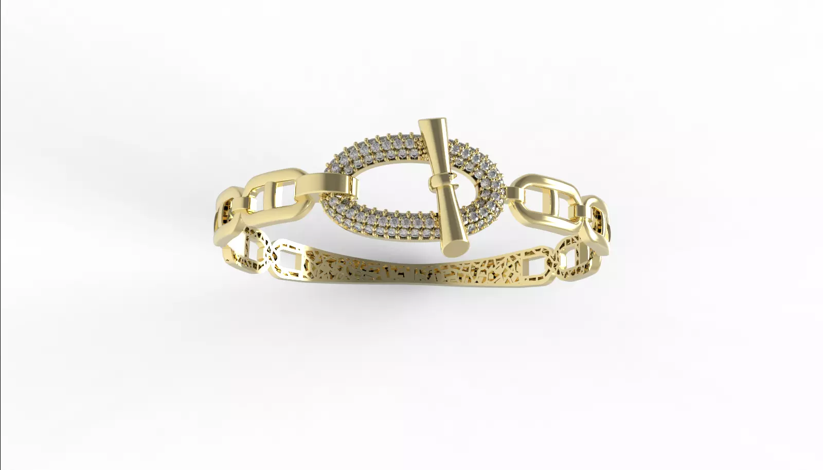 HERMES BRACELET WITH GEMS STONES READY TO CAST 3D print model_12