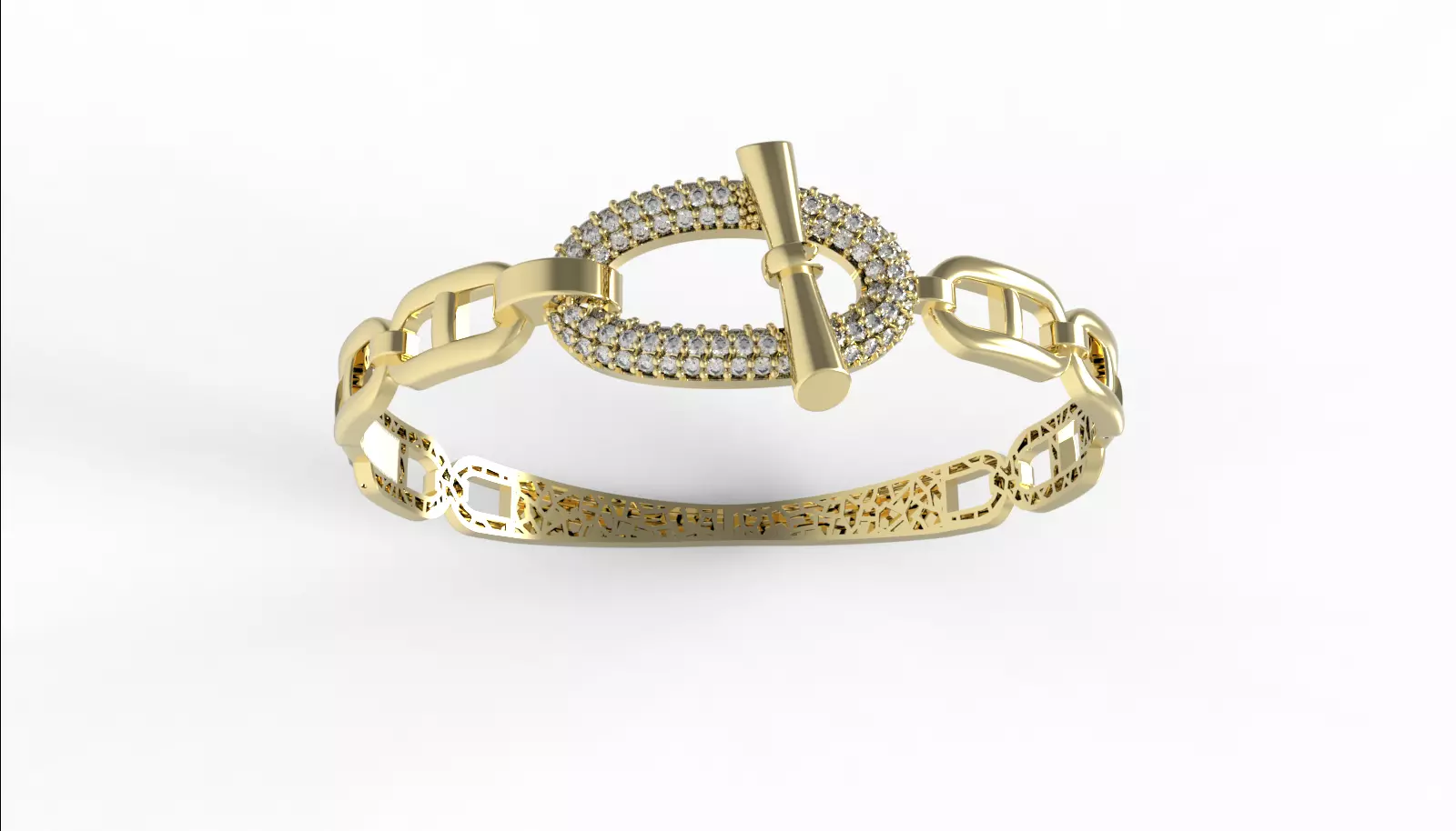 HERMES BRACELET WITH GEMS STONES READY TO CAST 3D print model_5