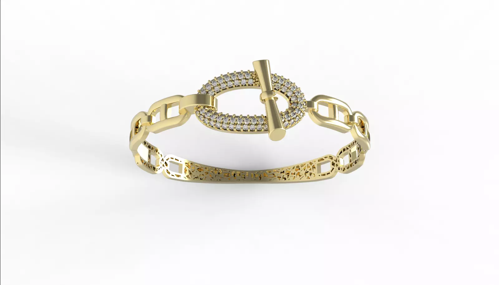 HERMES BRACELET WITH GEMS STONES READY TO CAST 3D print model_3