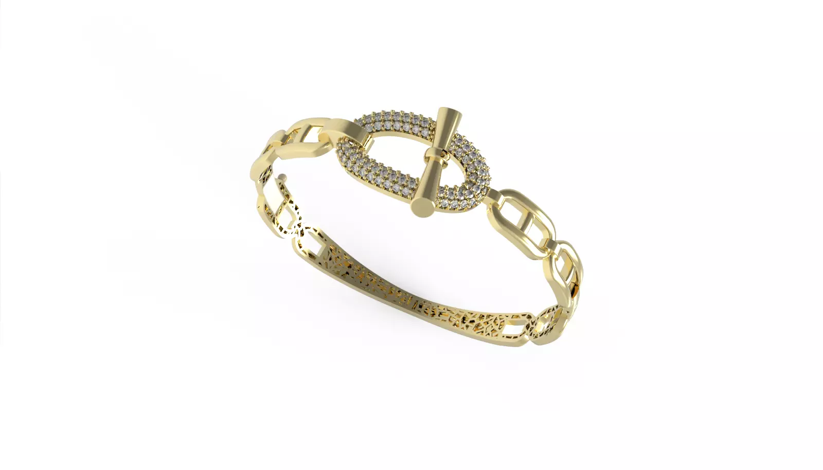 HERMES BRACELET WITH GEMS STONES READY TO CAST 3D print model_7