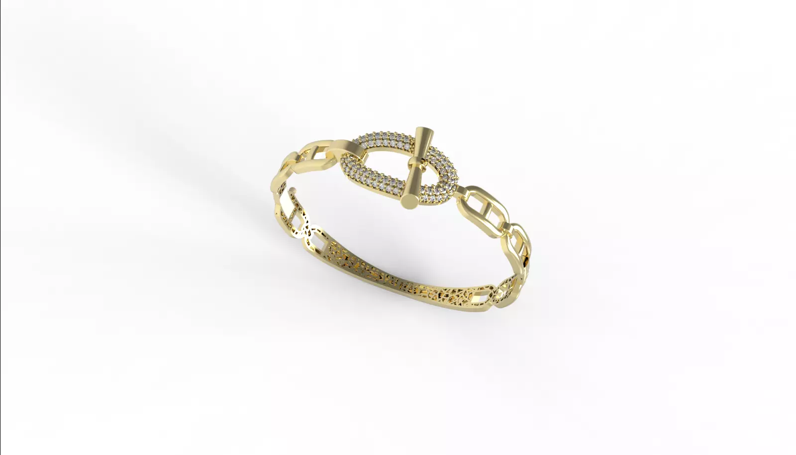 HERMES BRACELET WITH GEMS STONES READY TO CAST 3D print model_6