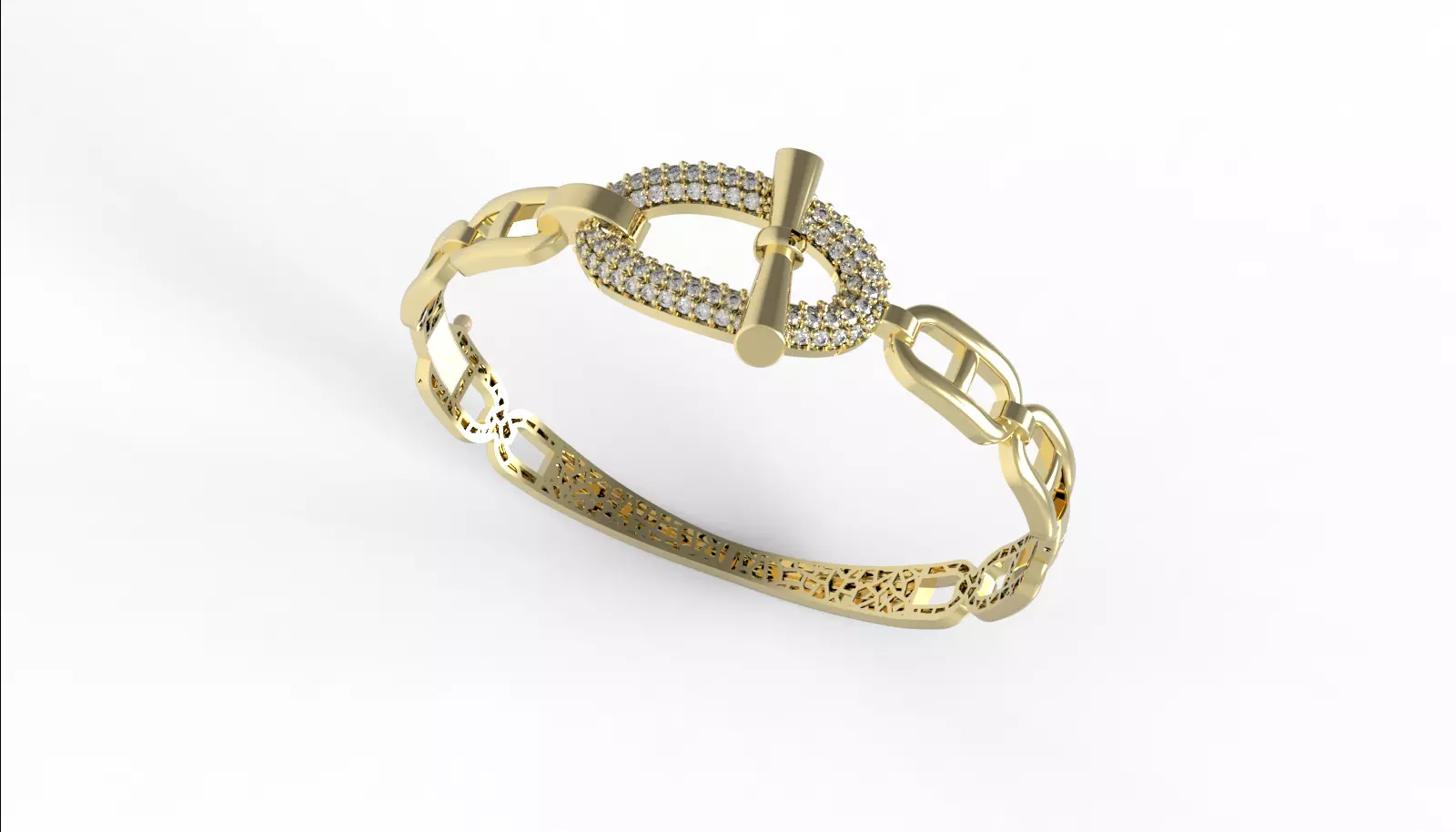 HERMES BRACELET WITH GEMS STONES READY TO CAST 3D print model_0