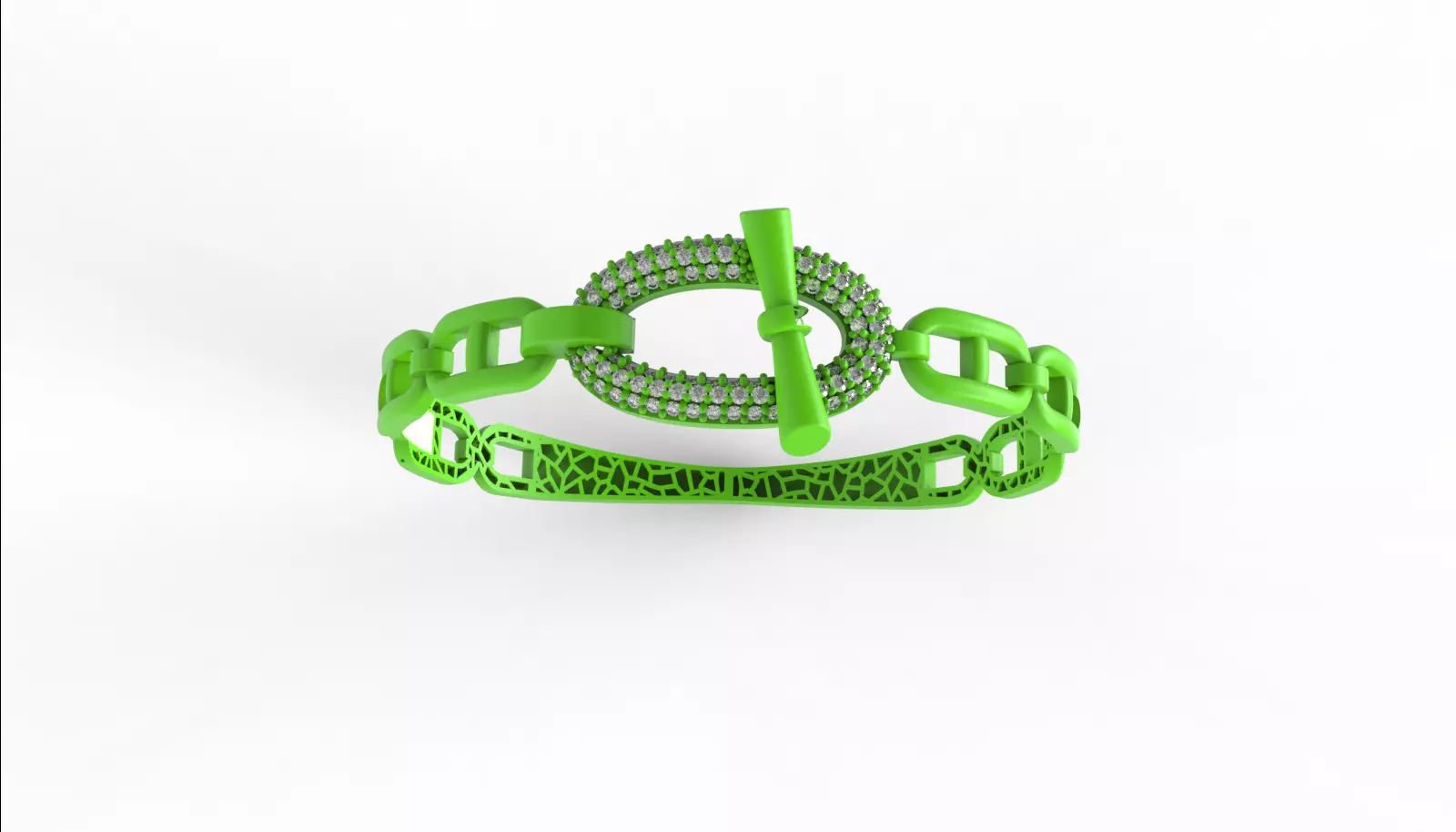 HERMES BRACELET WITH GEMS STONES READY TO CAST 3D print model_13