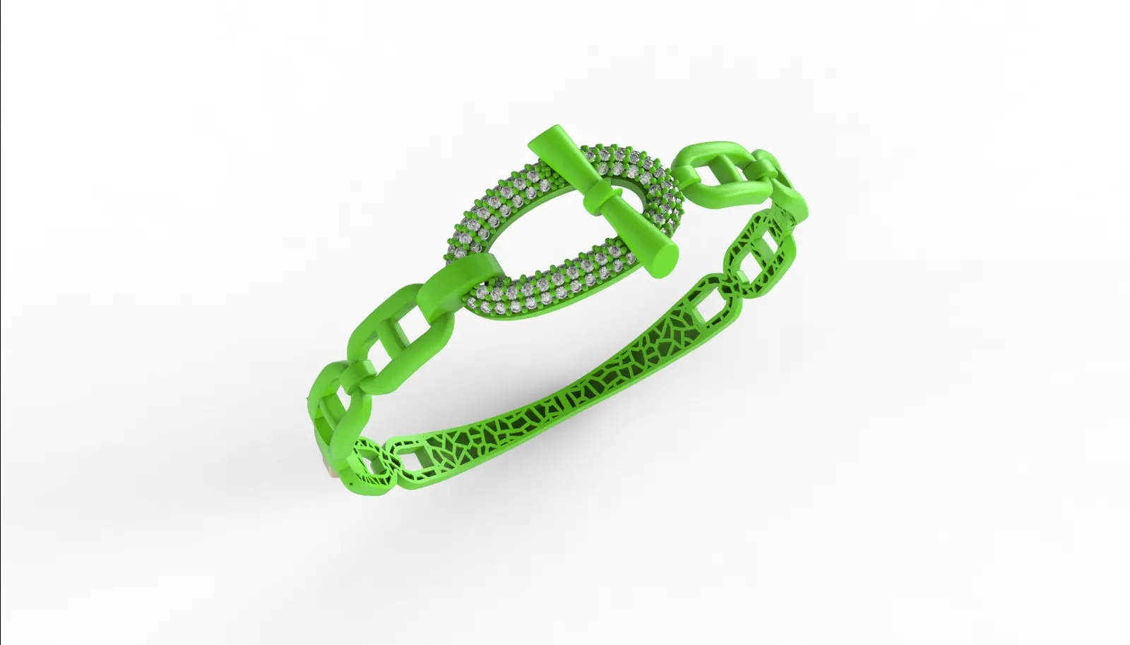 HERMES BRACELET WITH GEMS STONES READY TO CAST 3D print model_15