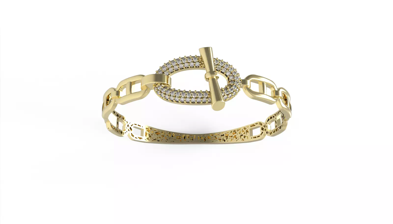 HERMES BRACELET WITH GEMS STONES READY TO CAST 3D print model_4