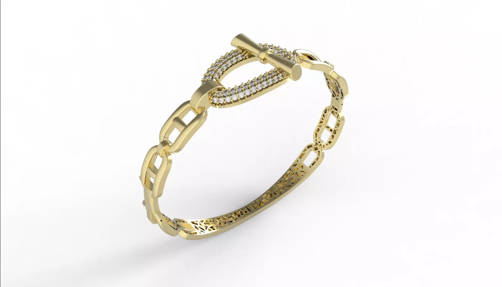 HERMES BRACELET WITH GEMS STONES READY TO CAST 3D print model_1