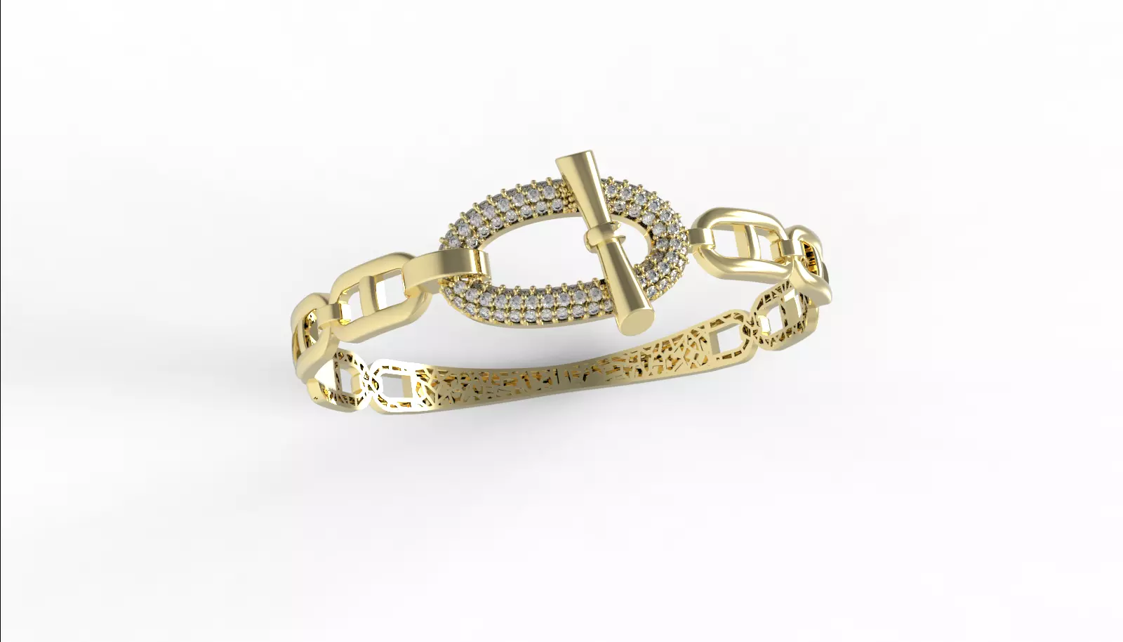 HERMES BRACELET WITH GEMS STONES READY TO CAST 3D print model_2
