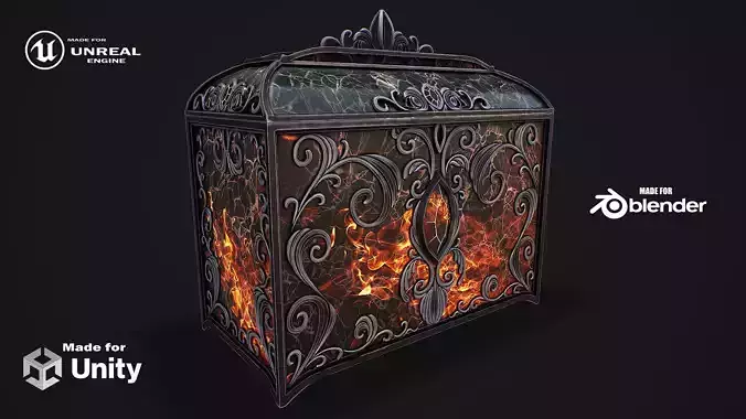 Fantasy Chest game ready 3d model