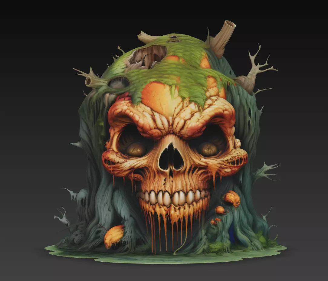 Haunted Rootskull - Halloween Tree Monster 3D Model 3D print model
