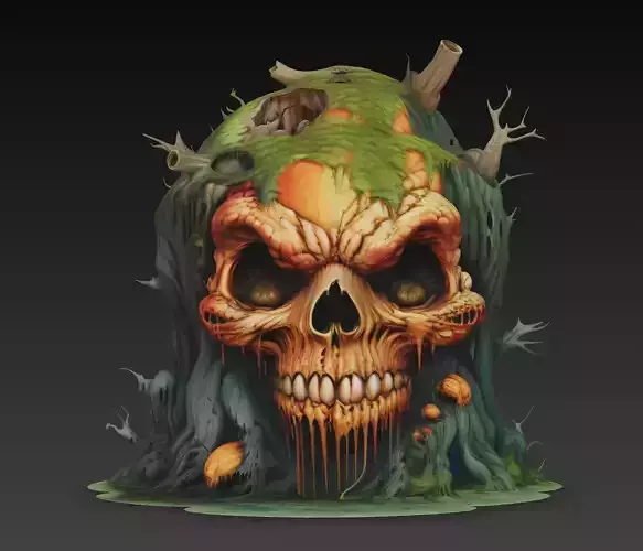 Haunted Rootskull - Halloween Tree Monster 3D Model