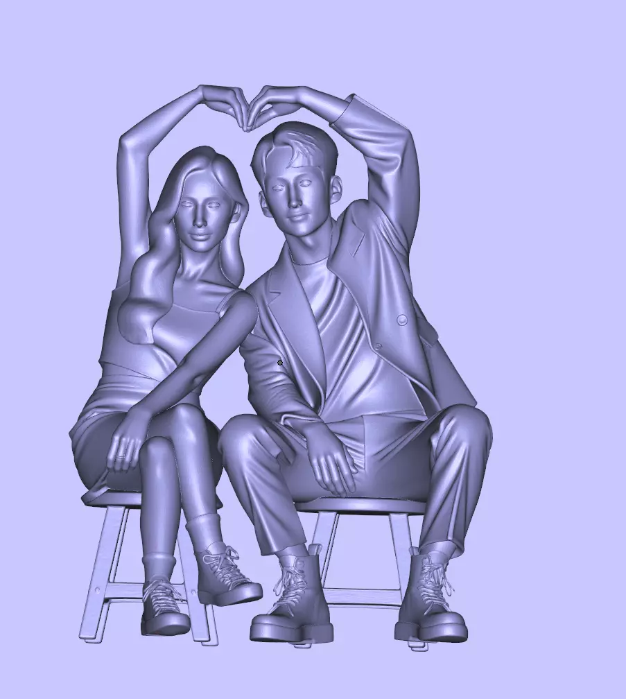 Couple making heart shape 3D print model_0