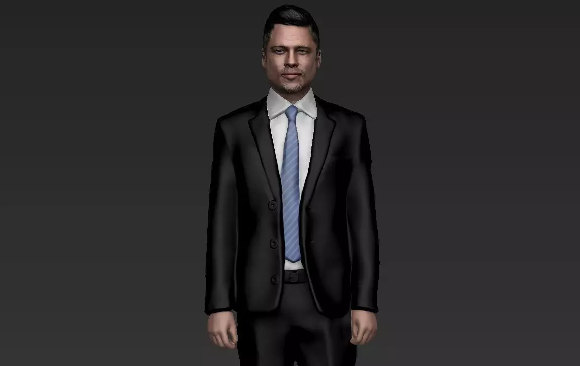 Brad Pitt full figurine textured 3D print model_0
