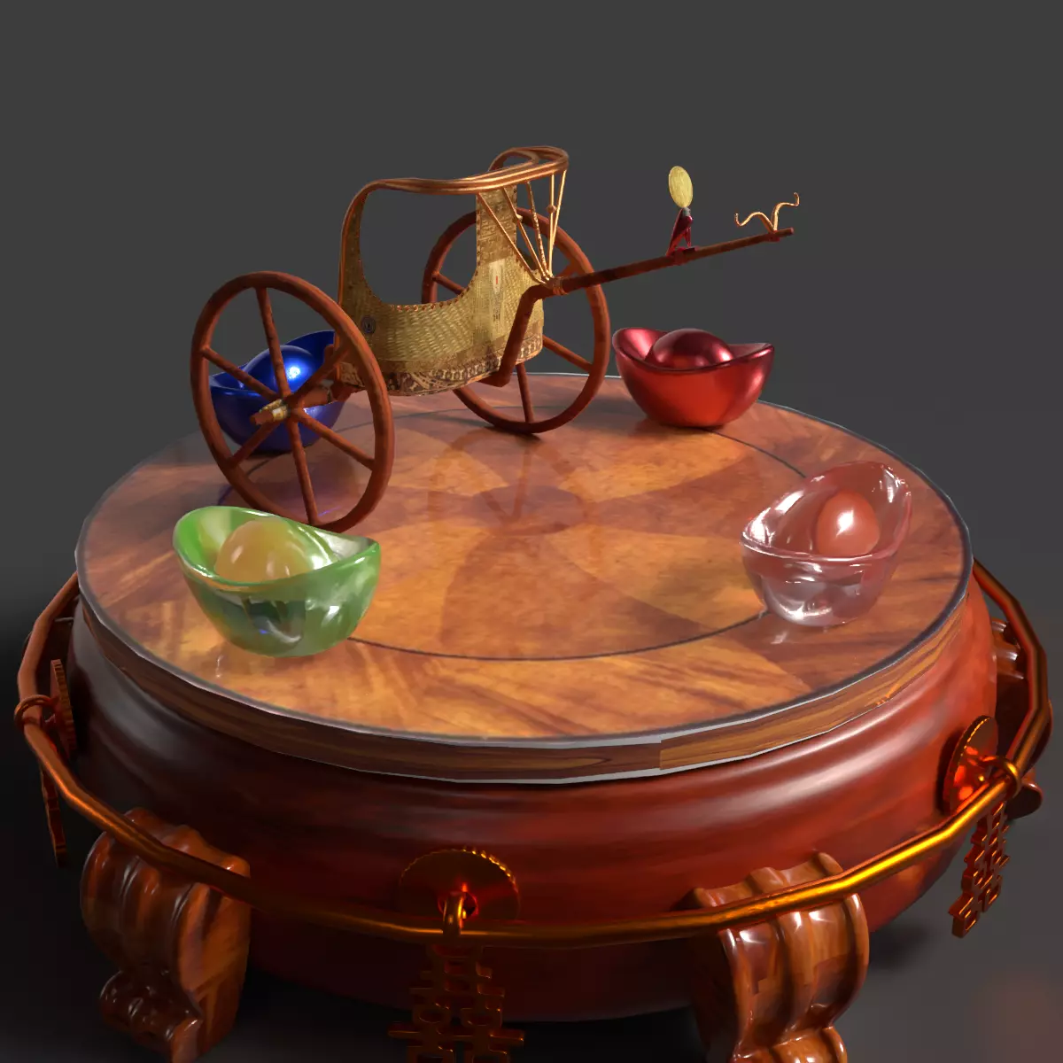 King Tut Chariot figure Low-poly 3D model_13