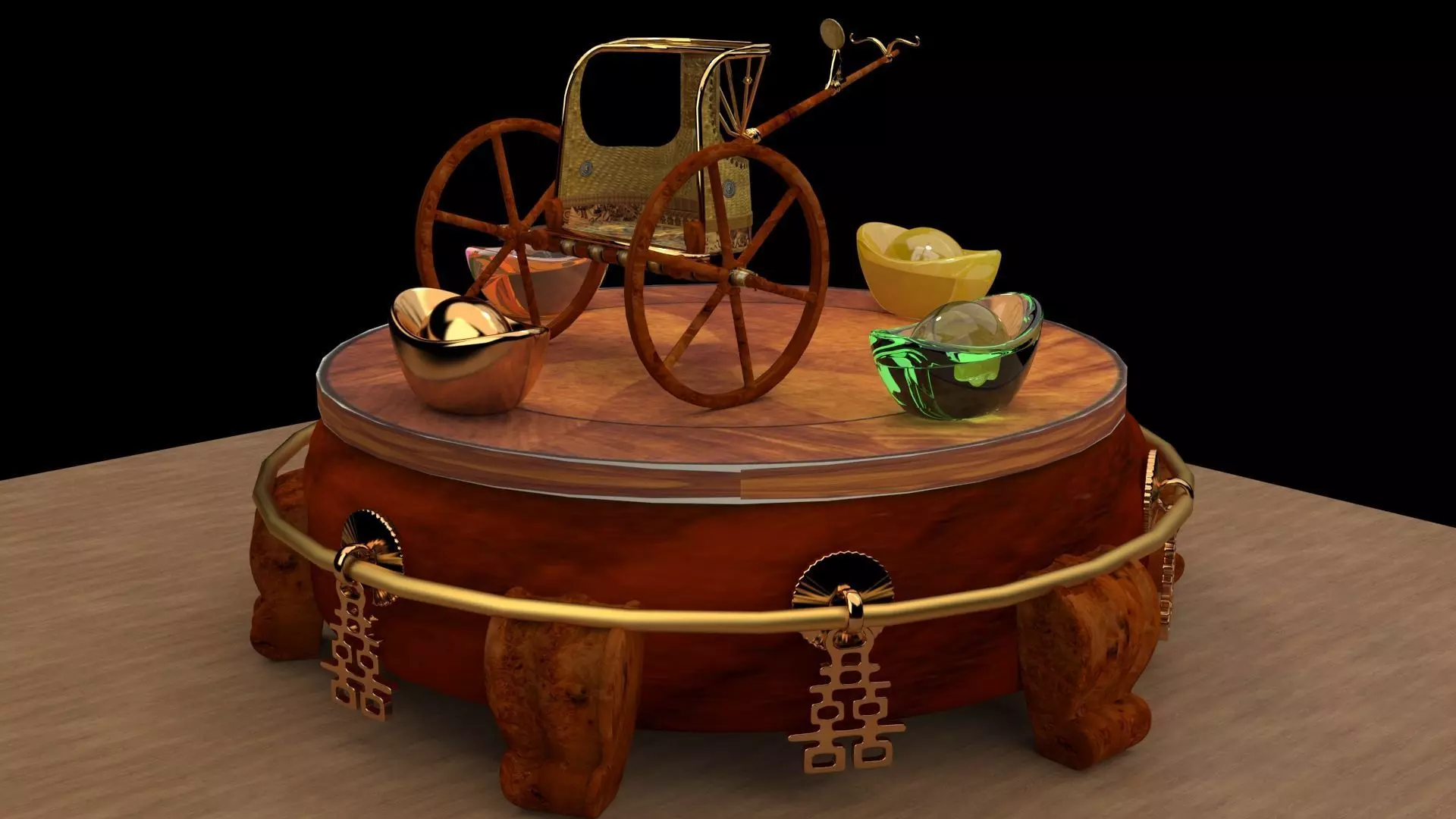 King Tut Chariot figure Low-poly 3D model_3