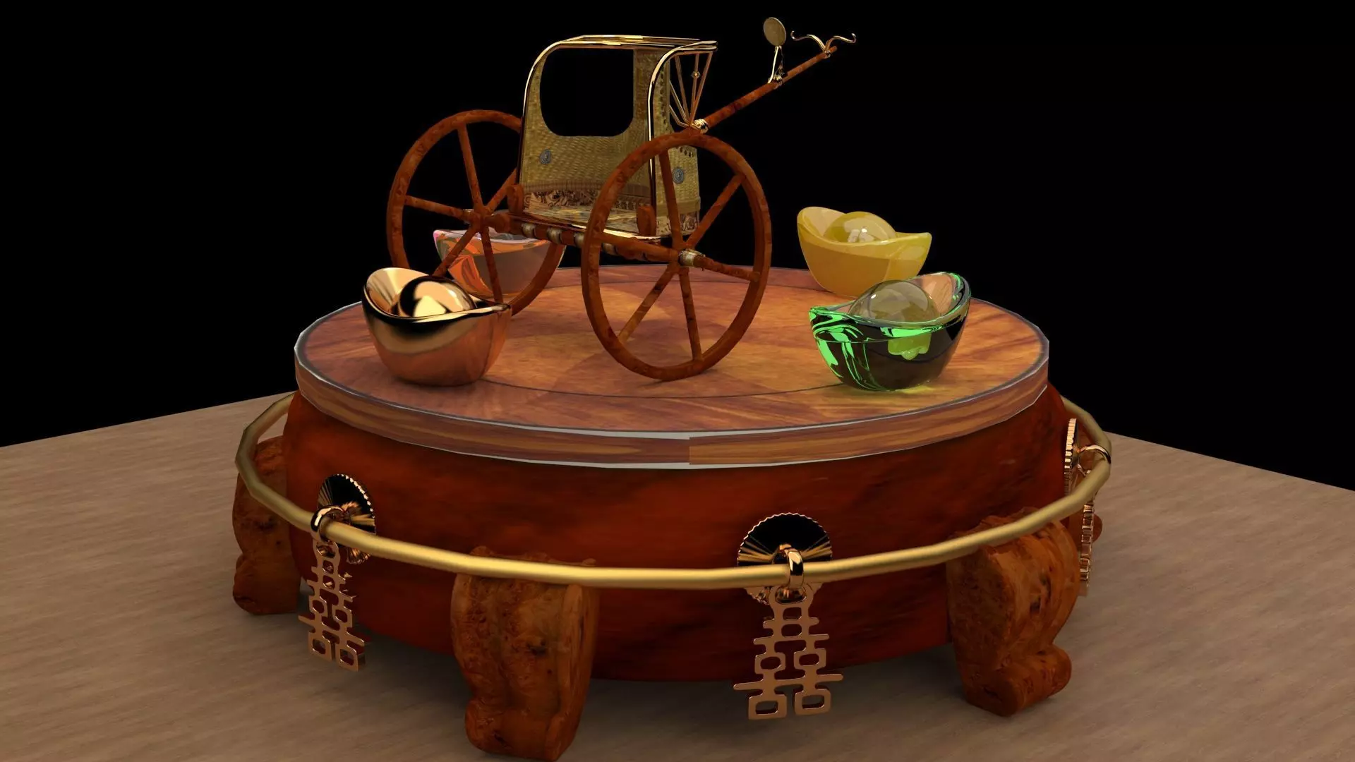 King Tut Chariot figure Low-poly 3D model_4