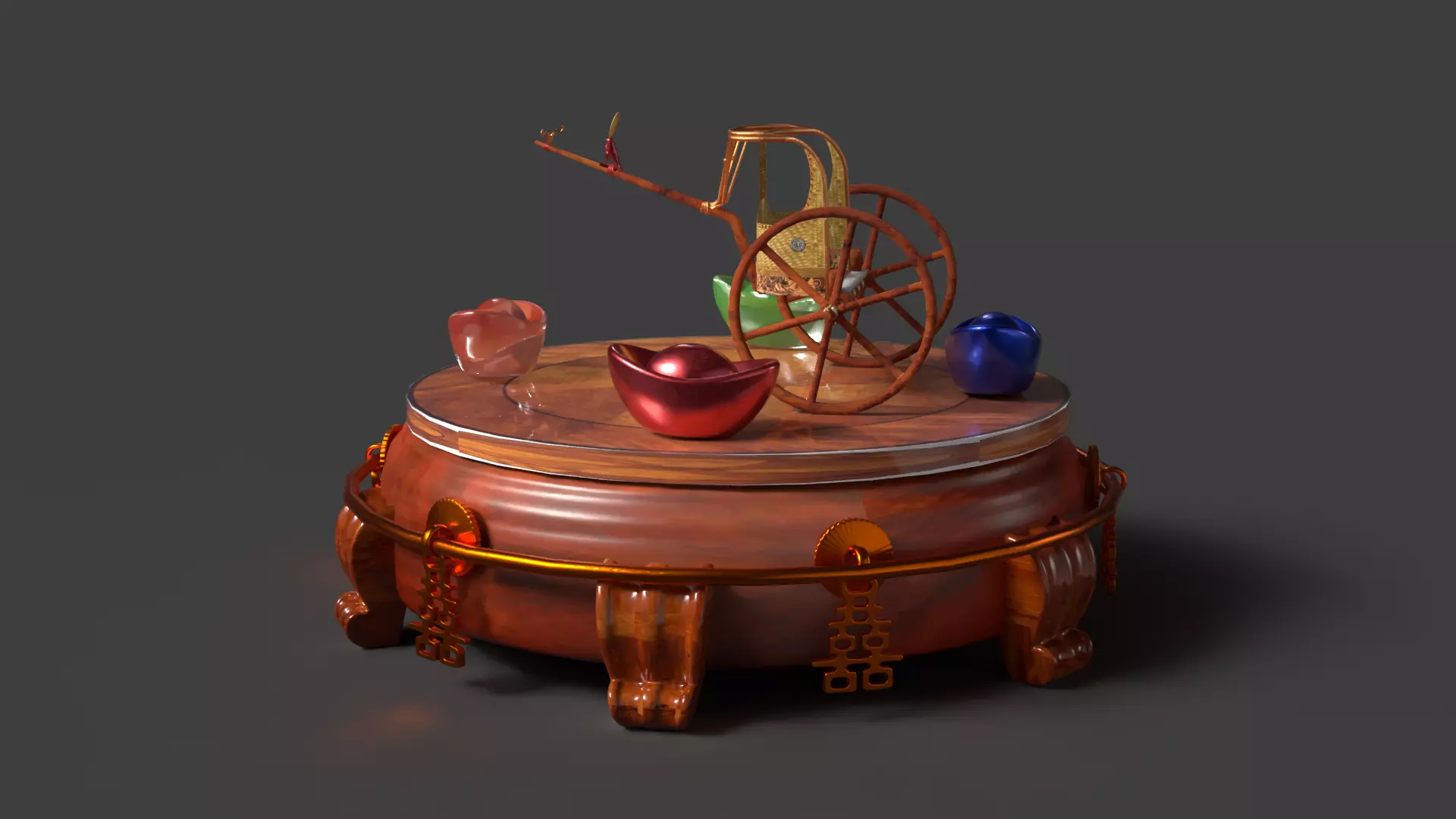 King Tut Chariot figure Low-poly 3D model_7