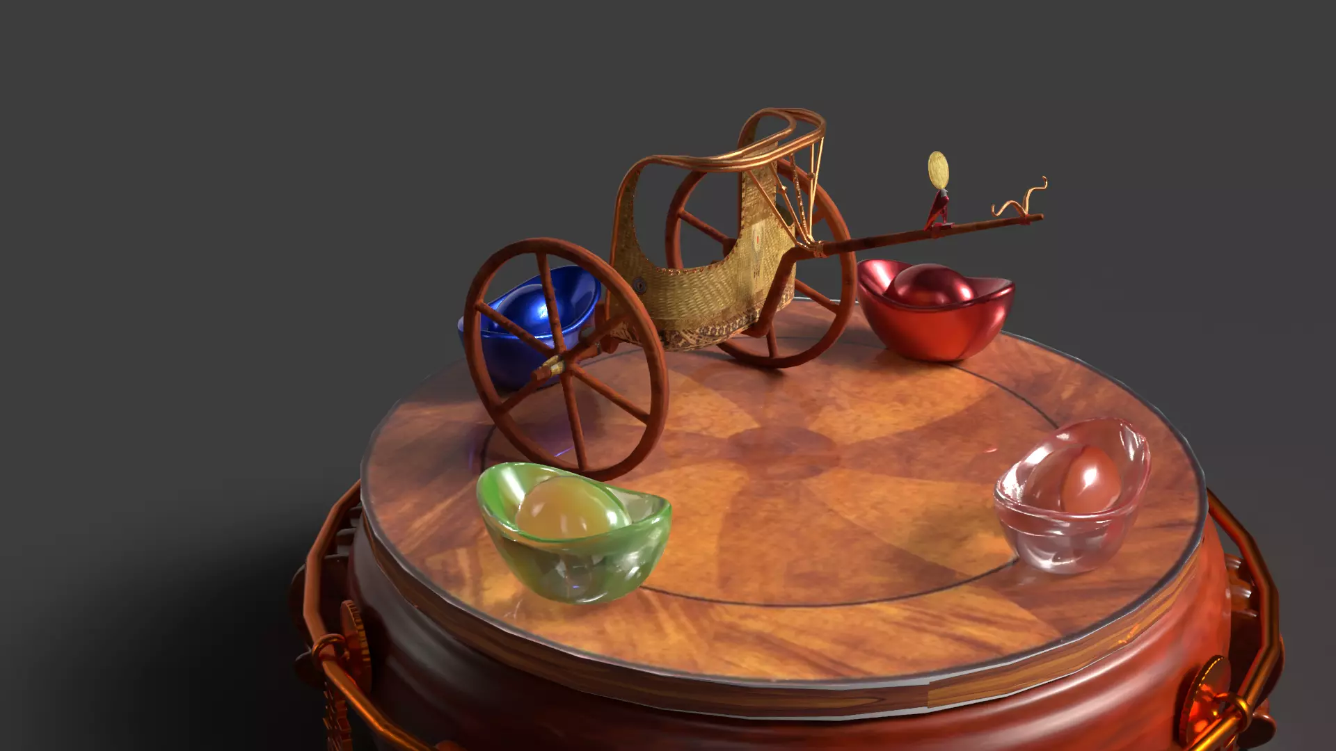 King Tut Chariot figure Low-poly 3D model_12