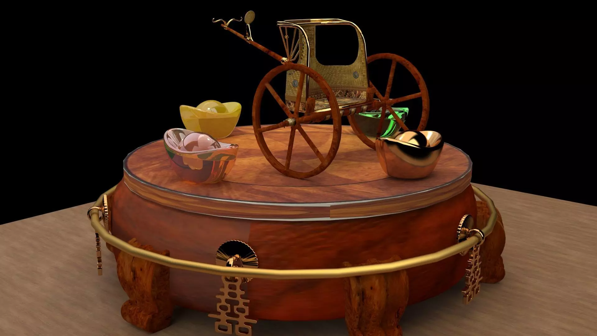 King Tut Chariot figure Low-poly 3D model_0