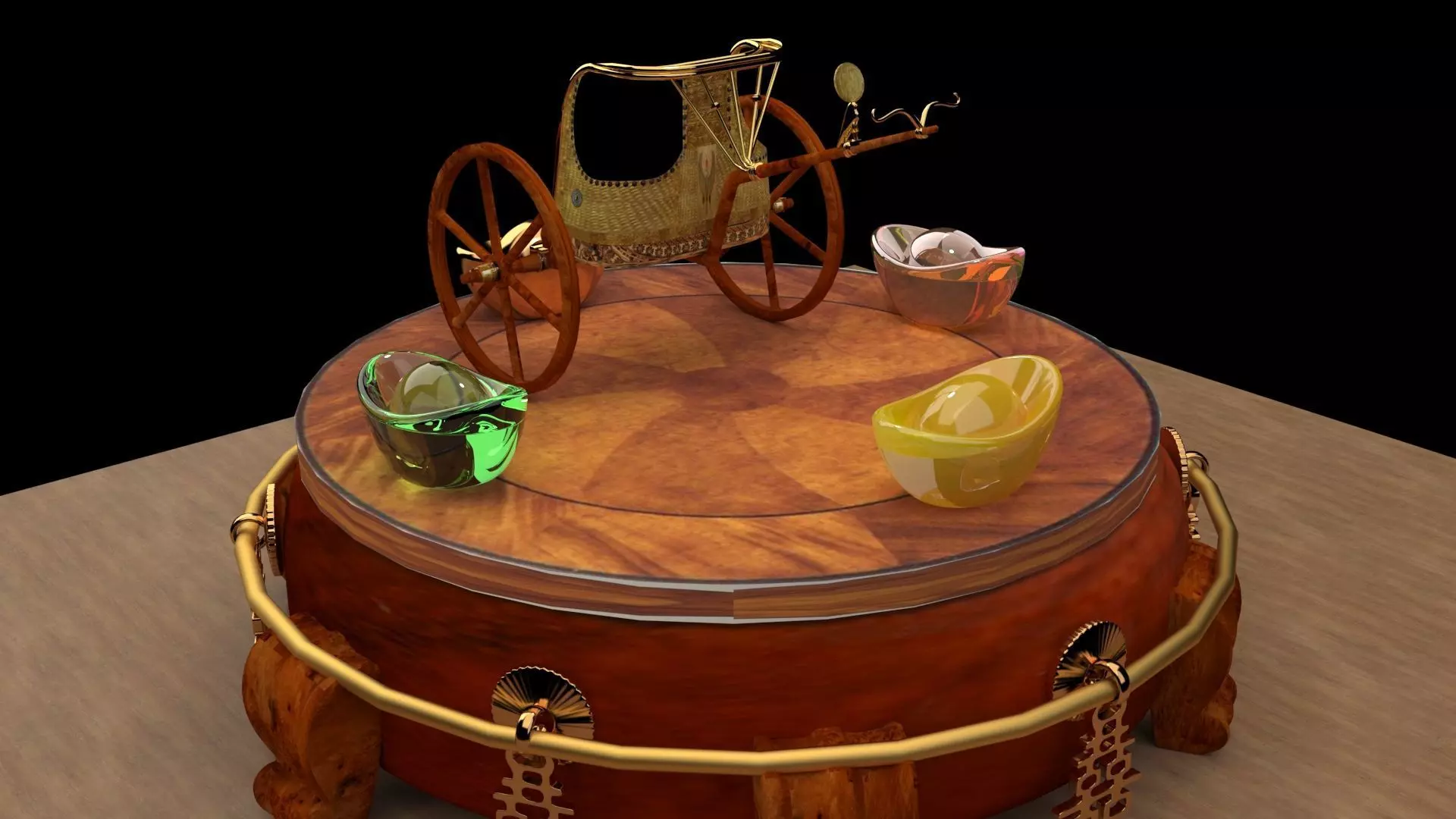 King Tut Chariot figure Low-poly 3D model_5