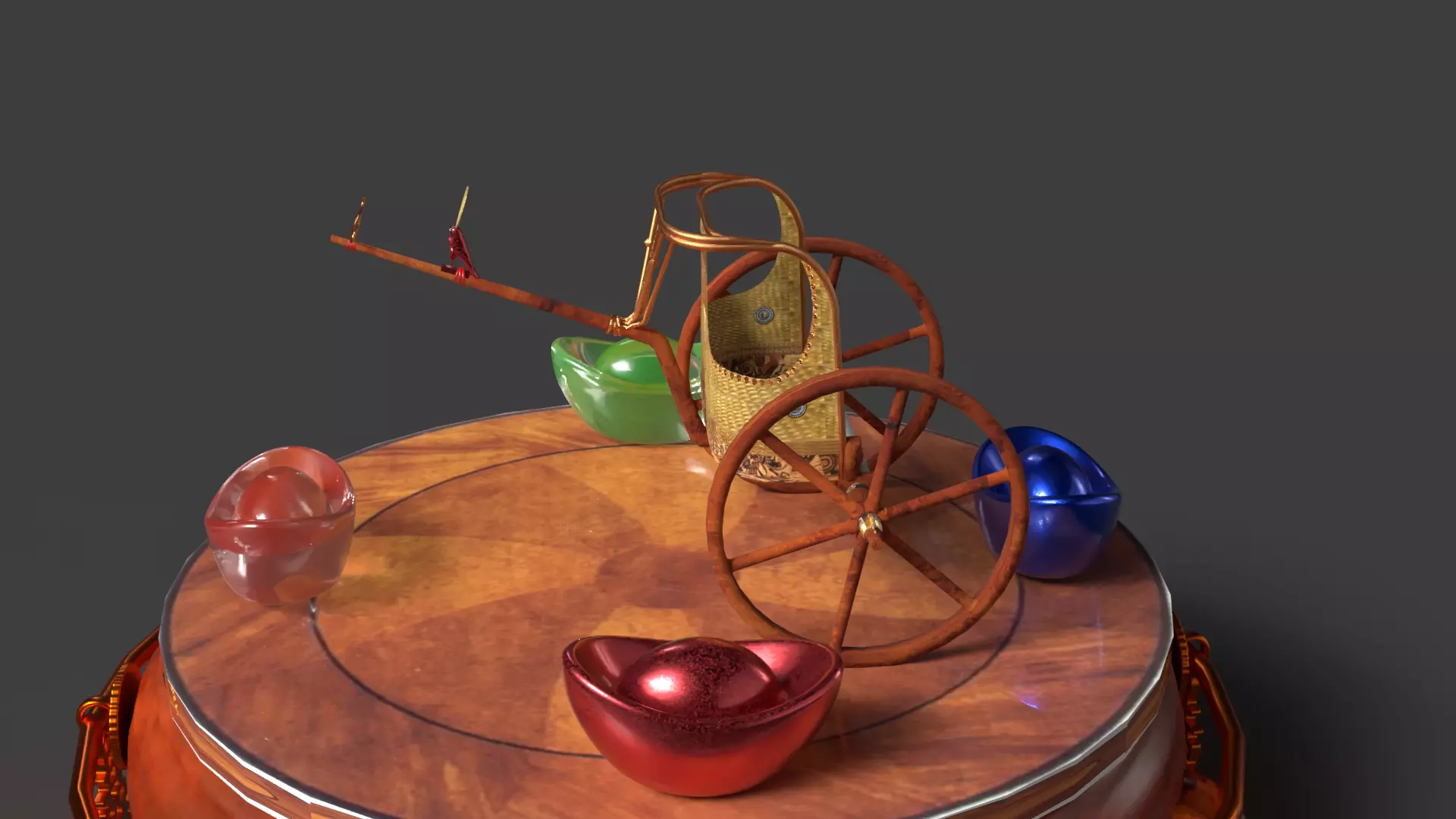 King Tut Chariot figure Low-poly 3D model_11