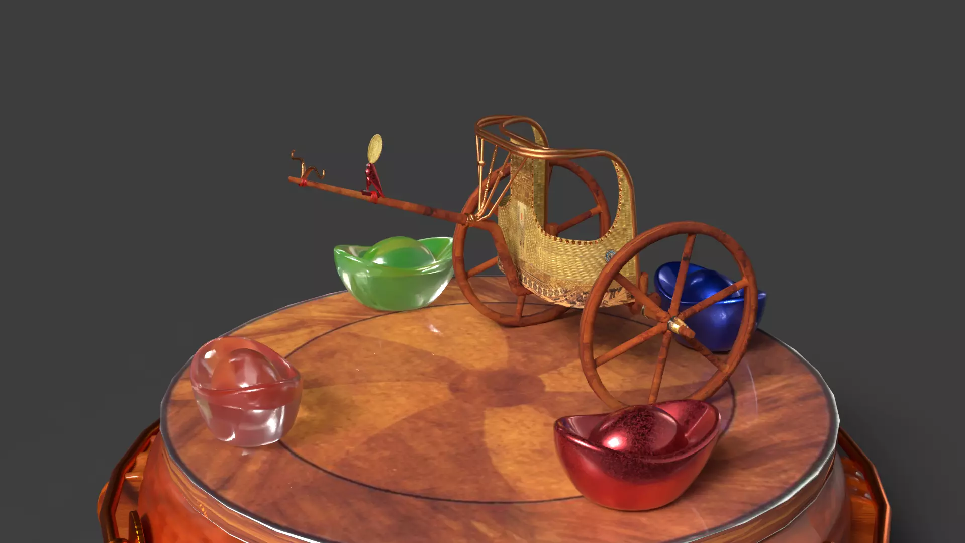 King Tut Chariot figure Low-poly 3D model_8