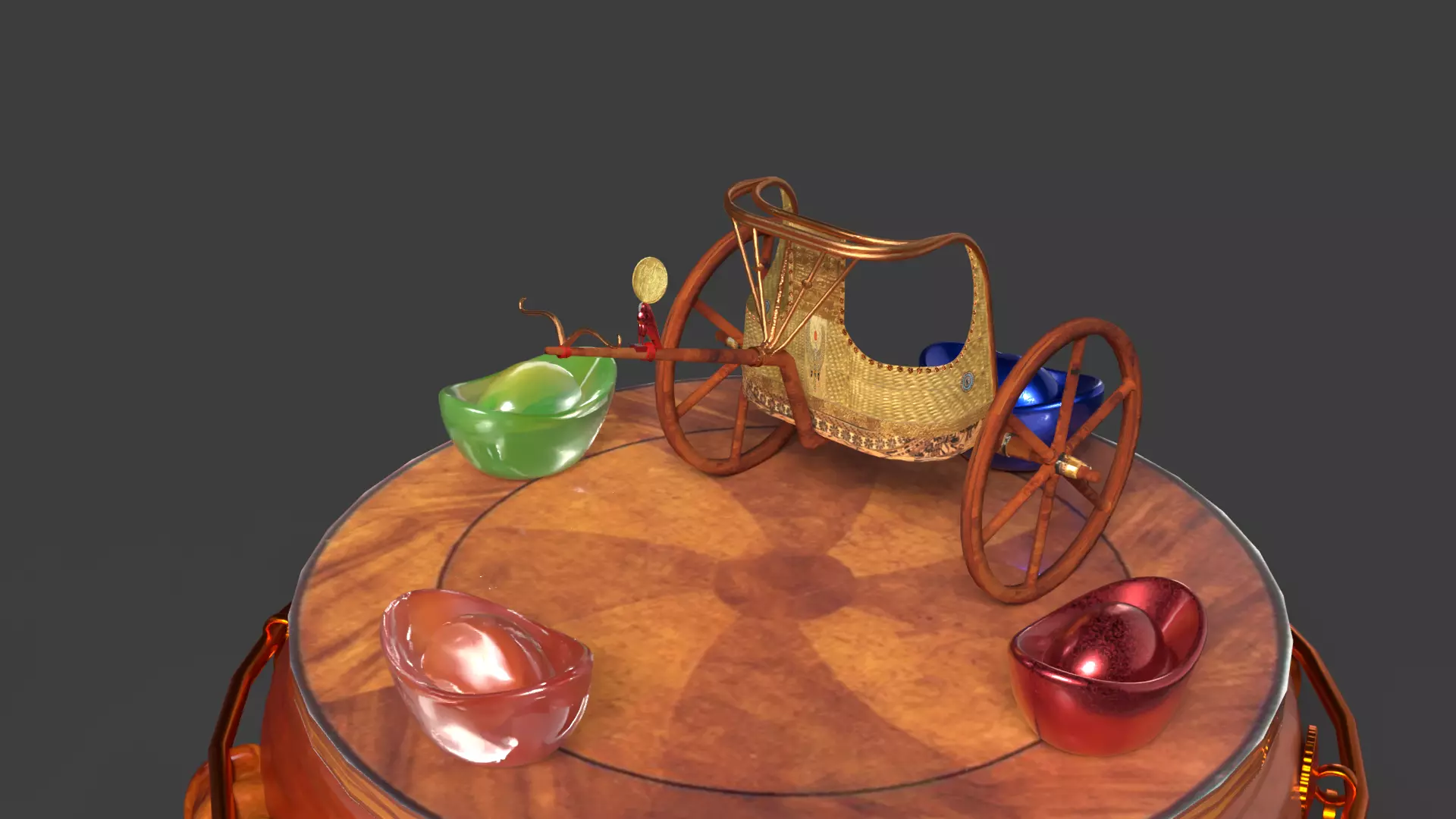 King Tut Chariot figure Low-poly 3D model_9