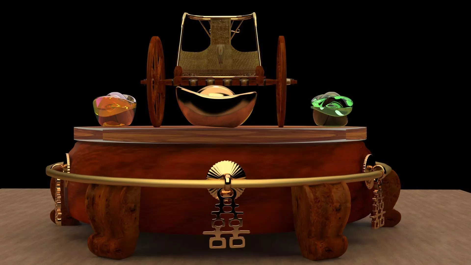 King Tut Chariot figure Low-poly 3D model_2