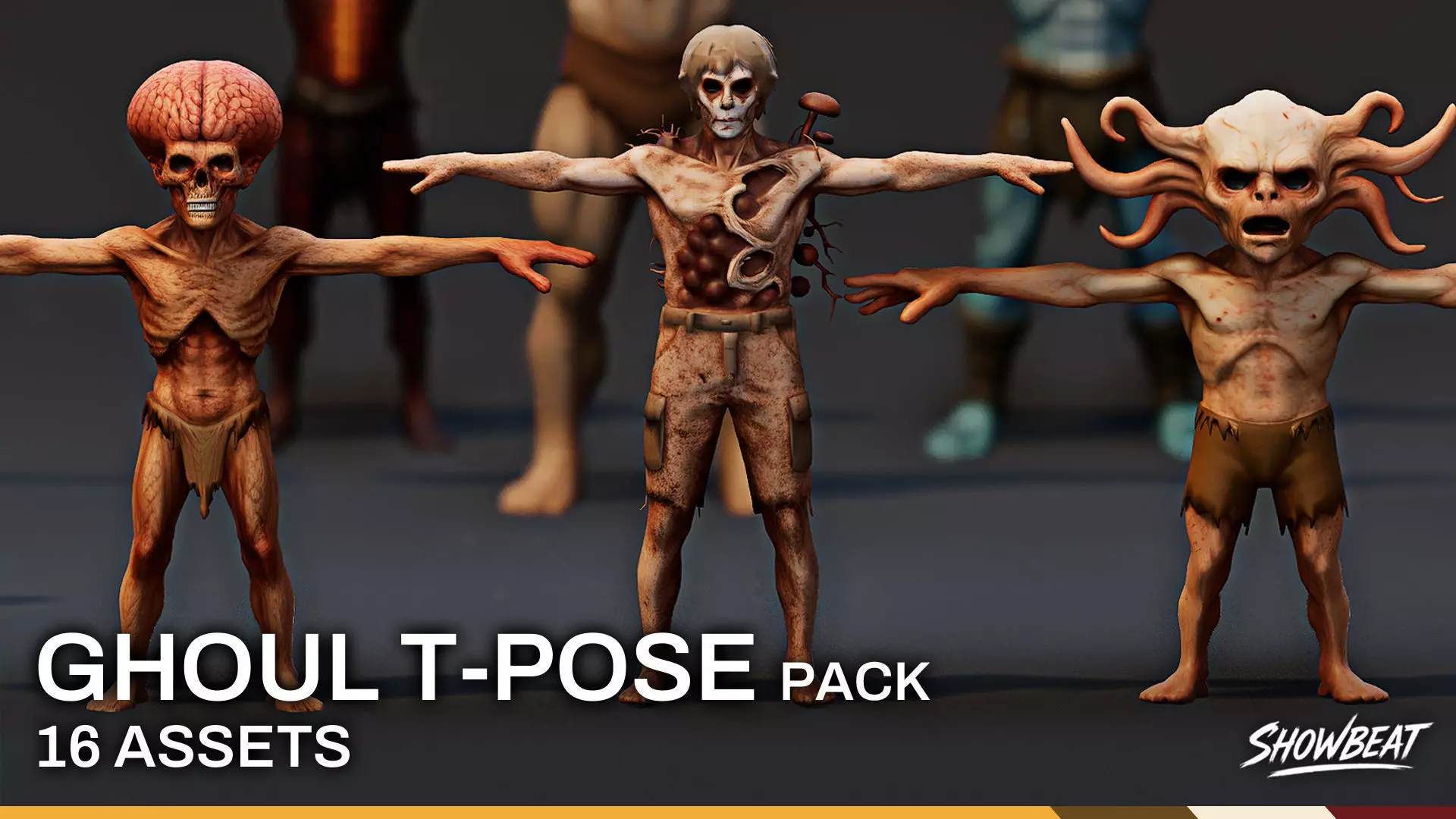 Complete Ghoul T-Pose Pack Low-poly 3D model_0