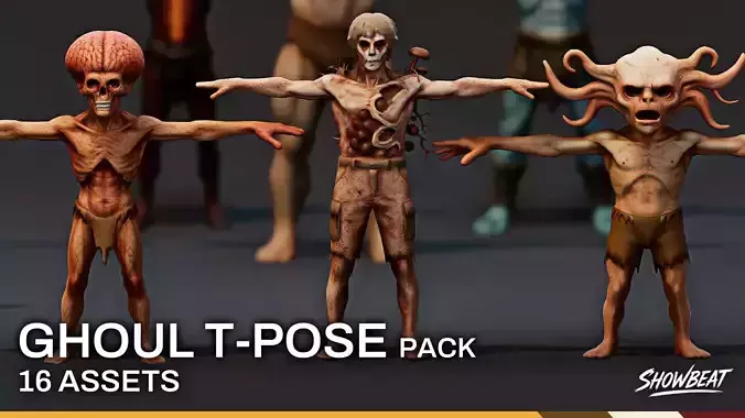 Complete Ghoul T-Pose Pack Low-poly 3D model